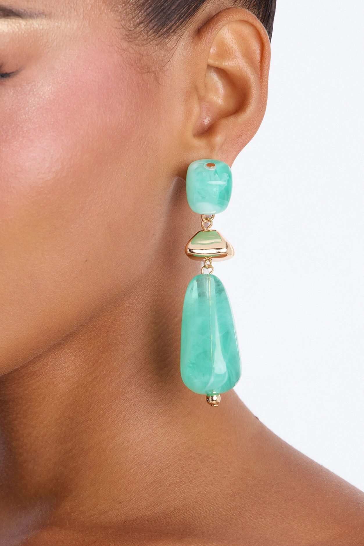 Royal Horizon Jeweled Drop Earrings - Mint