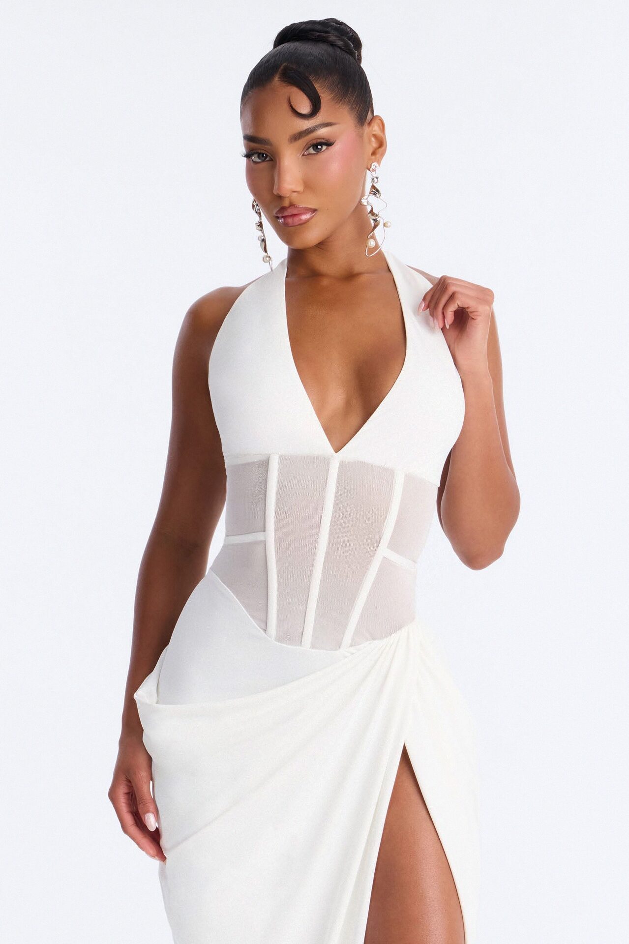 Shut It Down Corset Maxi Dress - White