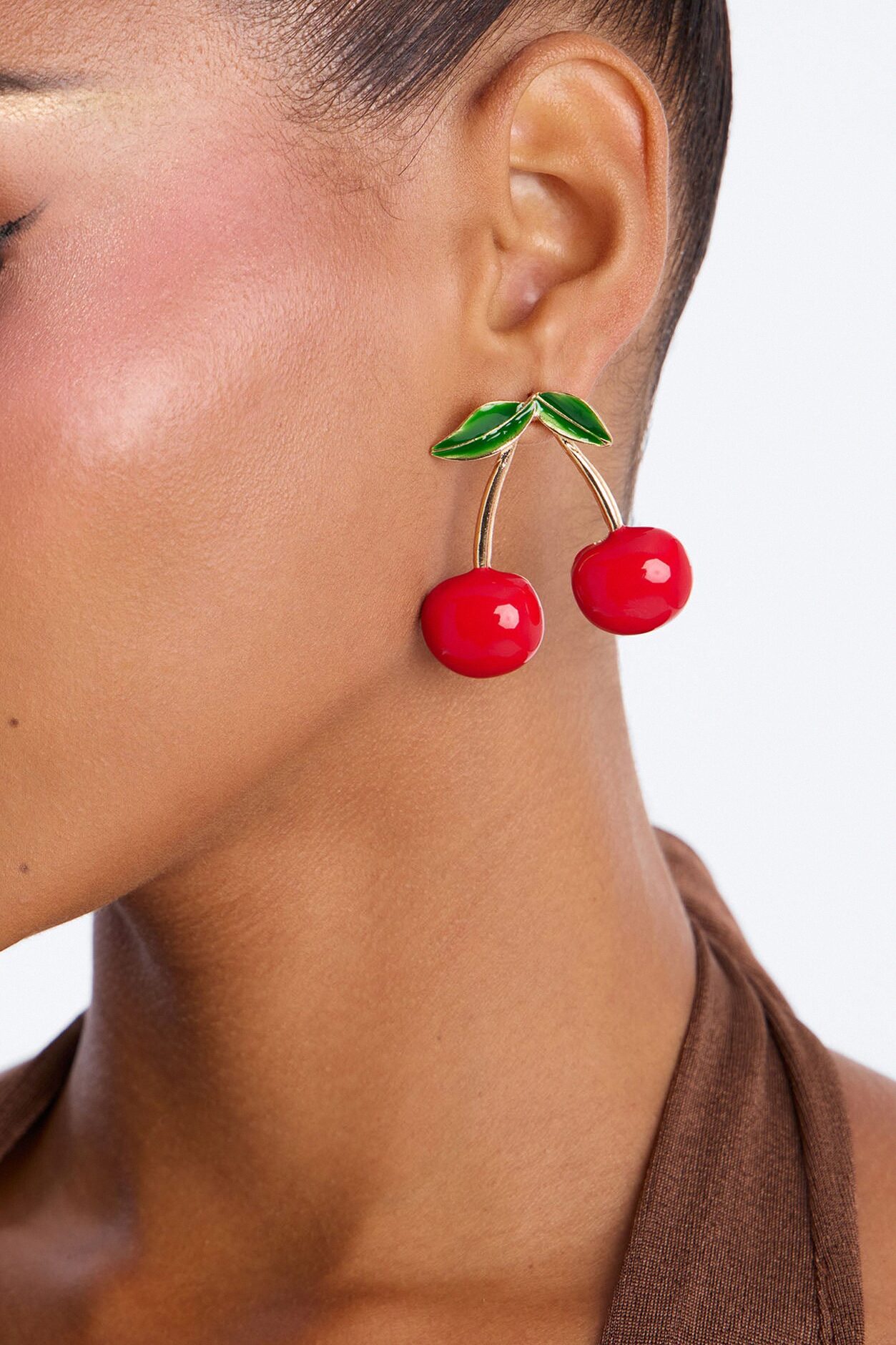 Cherry On Top Drop Earrings - Red