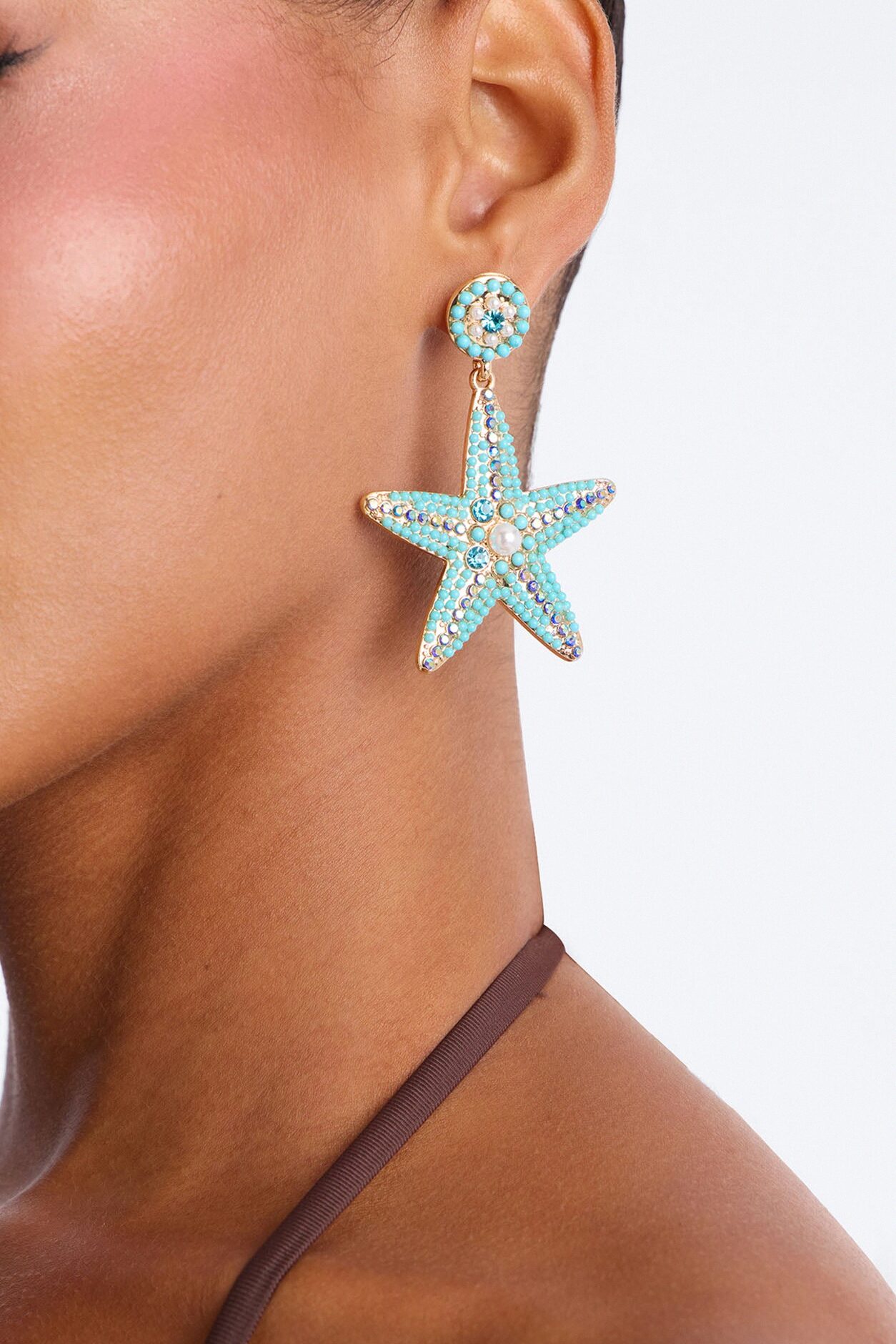 Seaside Star Beaded Earrings - Blue