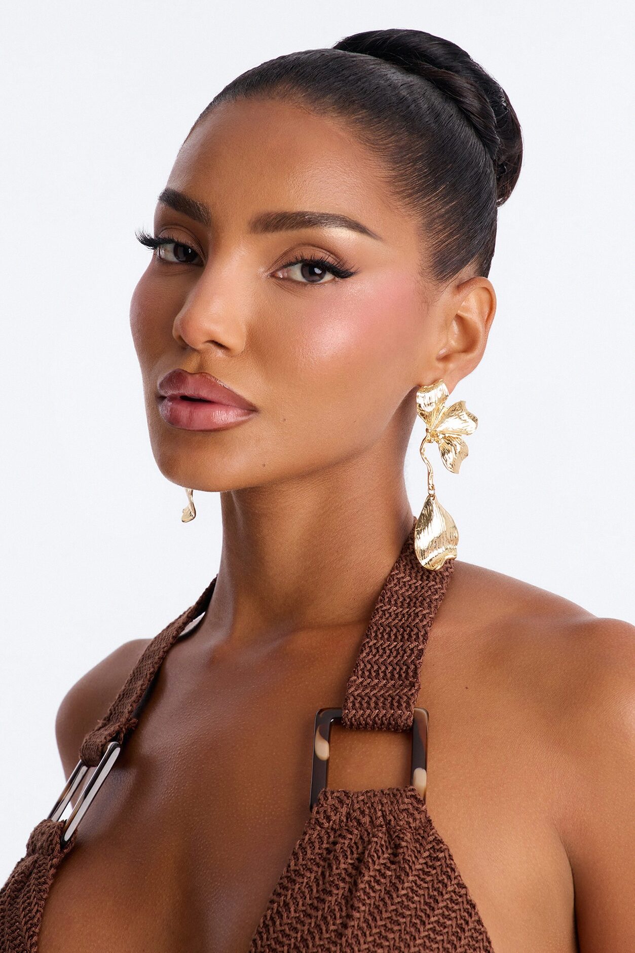 Taken Away Floral Drop Earrings - Gold