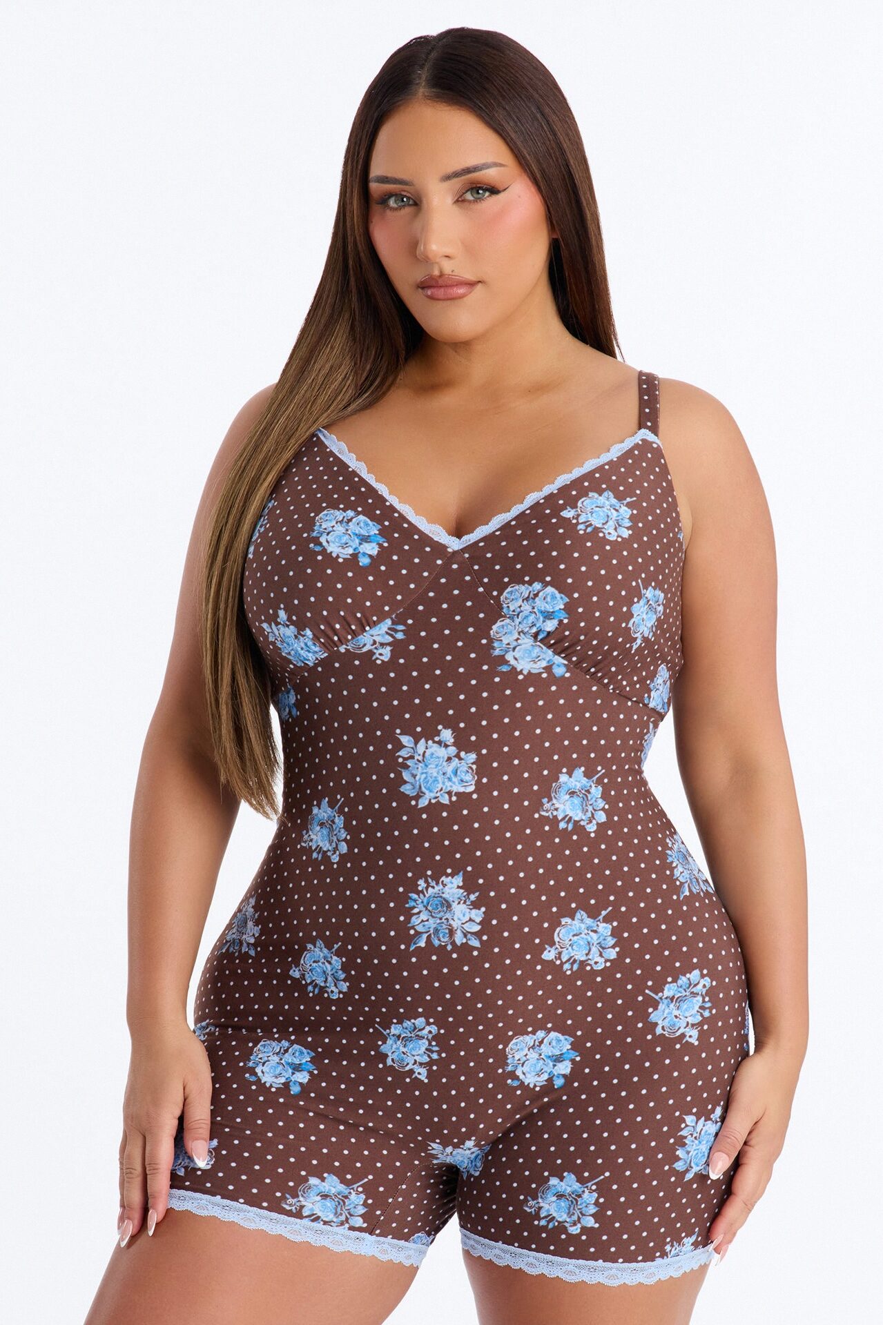 Sleepy Slay Cami PJ Romper Onesie - Blue/combo