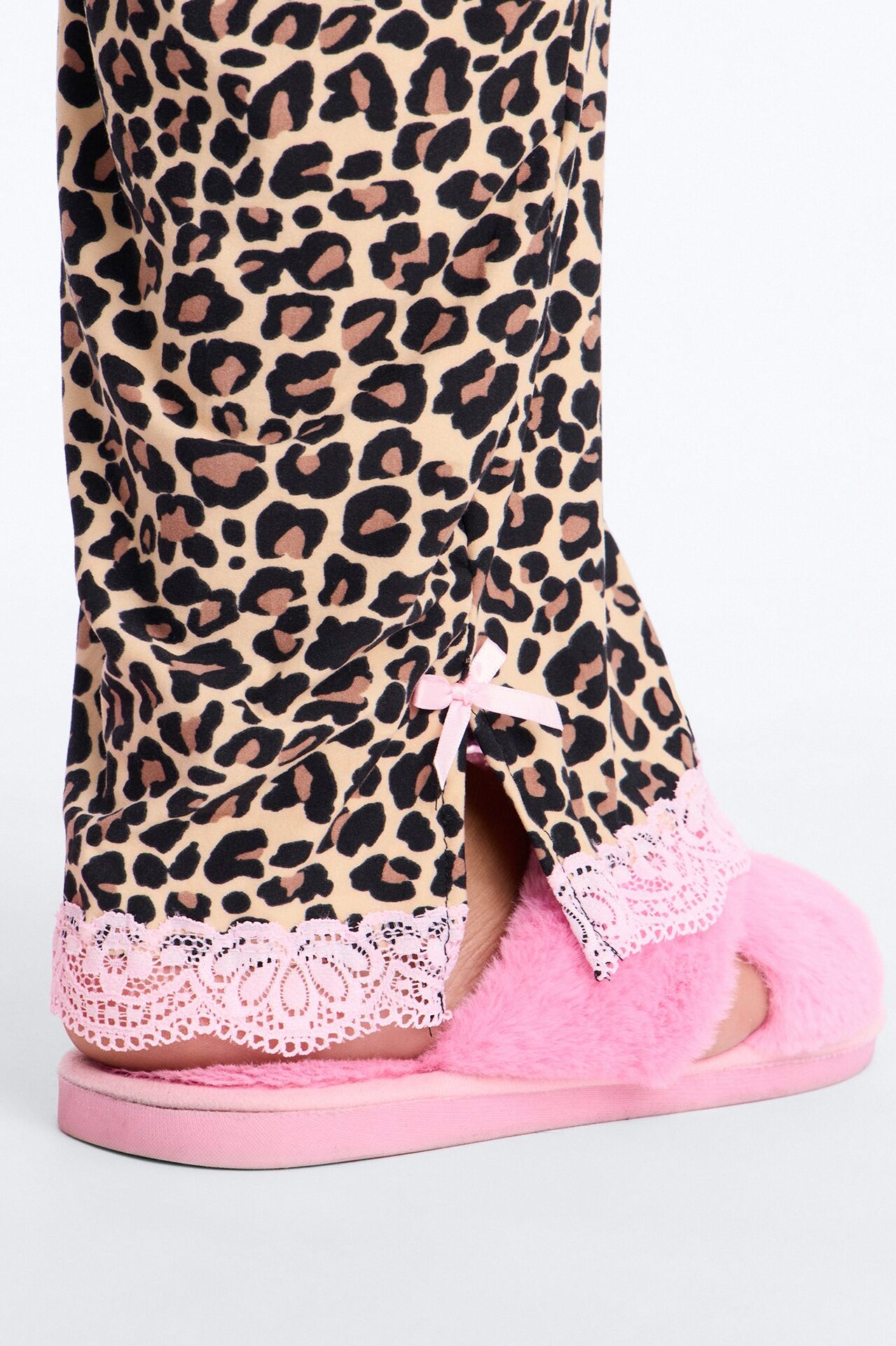 Soft Ease Lace Trim PJ Pant Set - Leopard