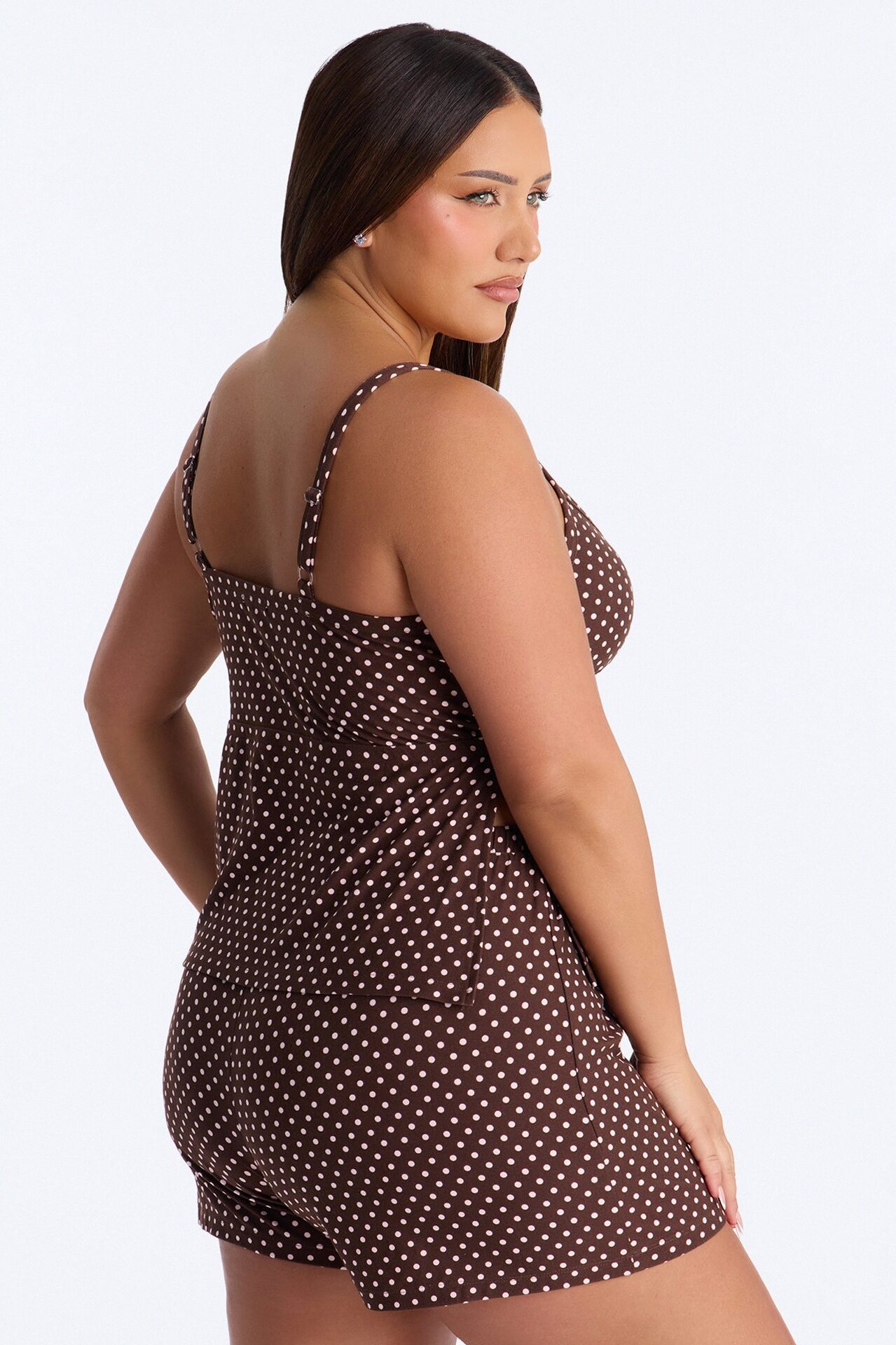 Staying Up Cami PJ Short Set - Brown/combo