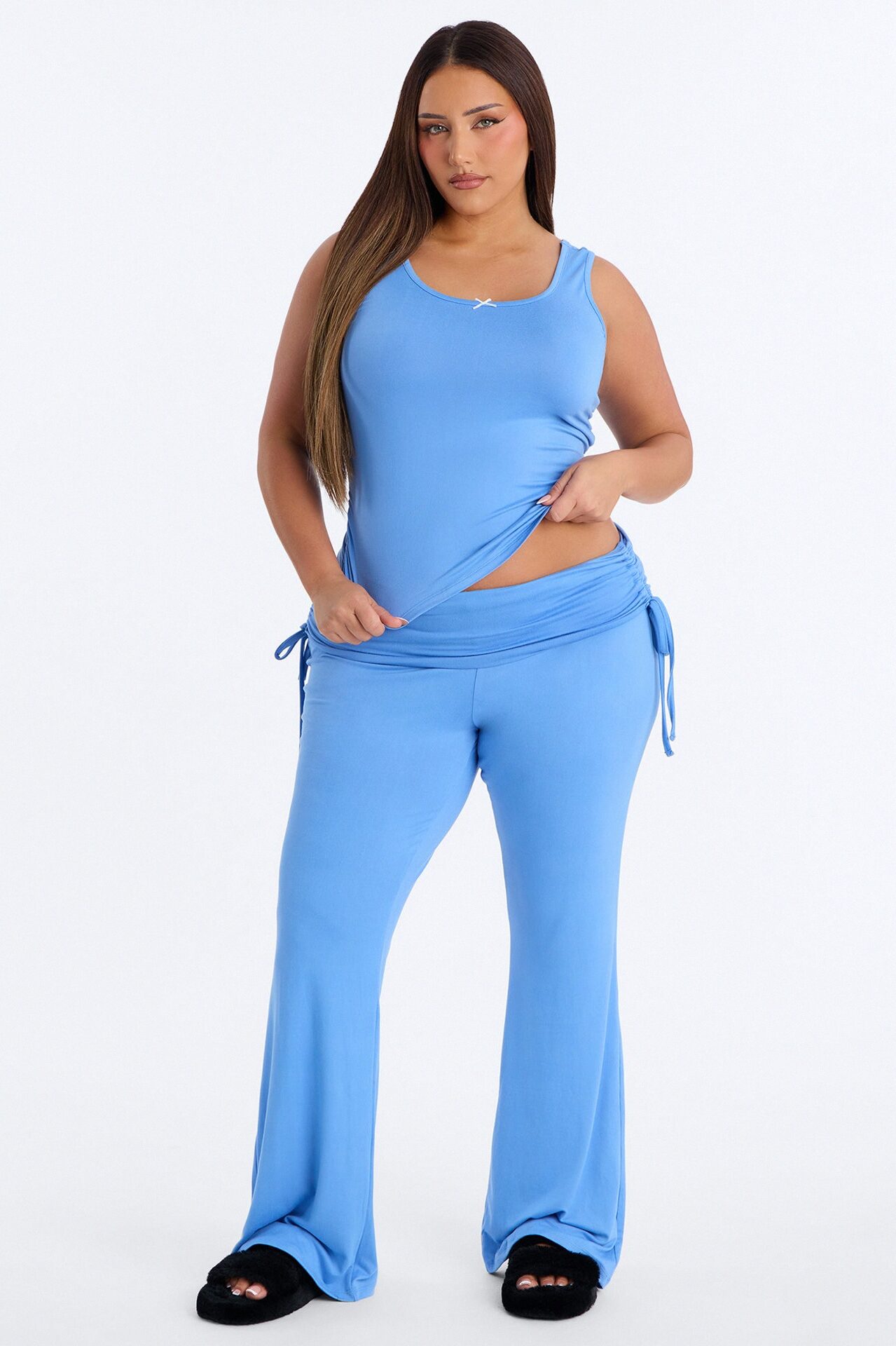 Petty Dreams Tank PJ Foldover Pant Set - Blue