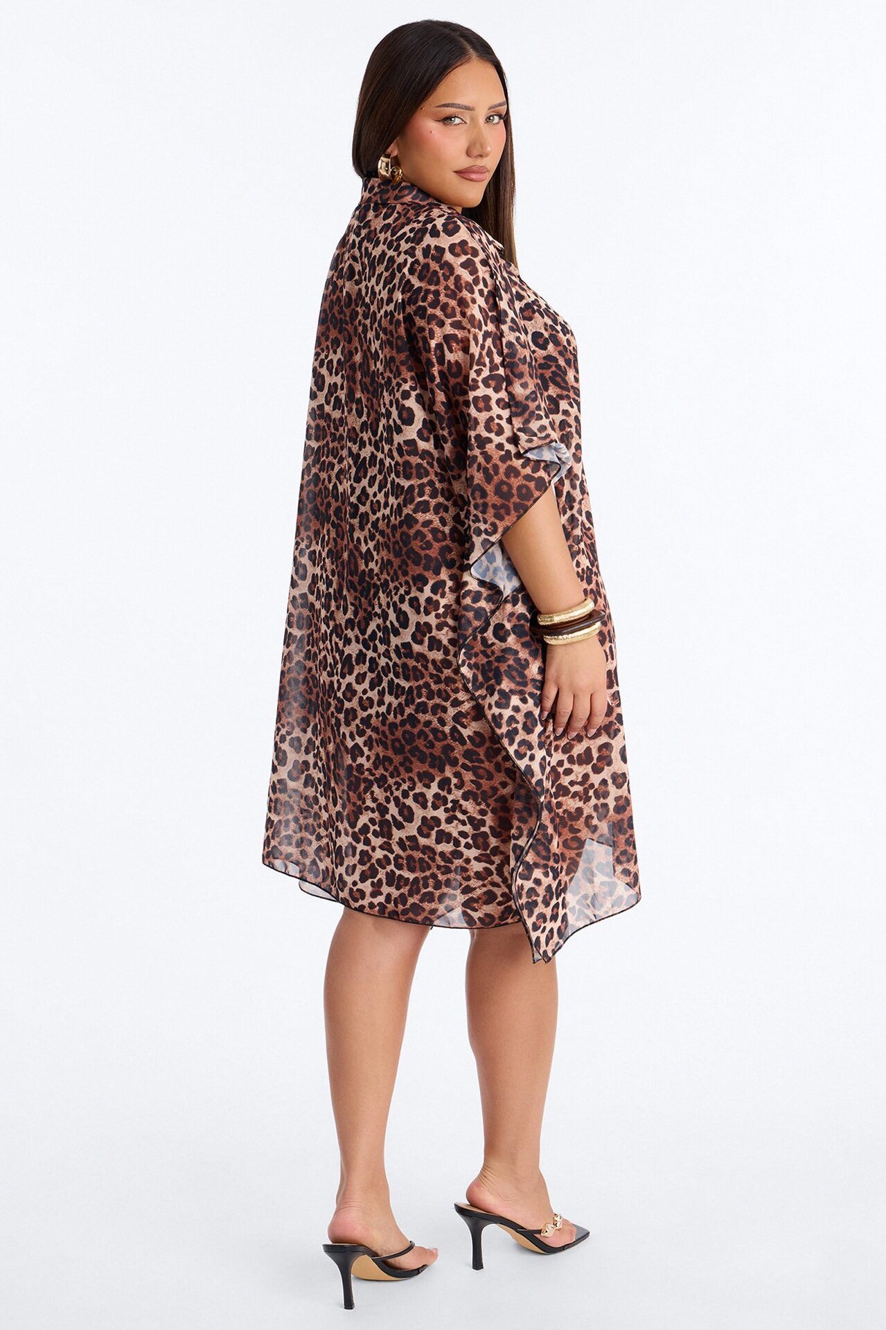Drew Leopard Cover Up Collared Kimono - Leopard