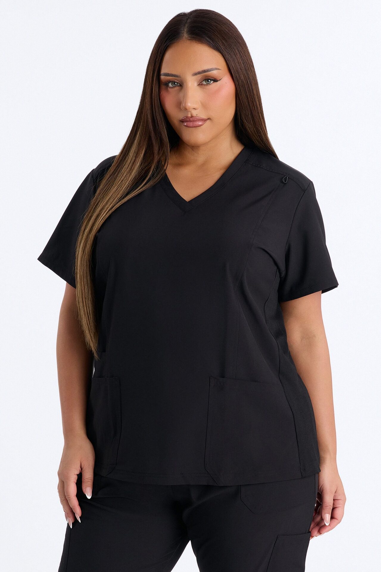 Prime Practice Sporty Open Leg Uniform Scrub Set - Black