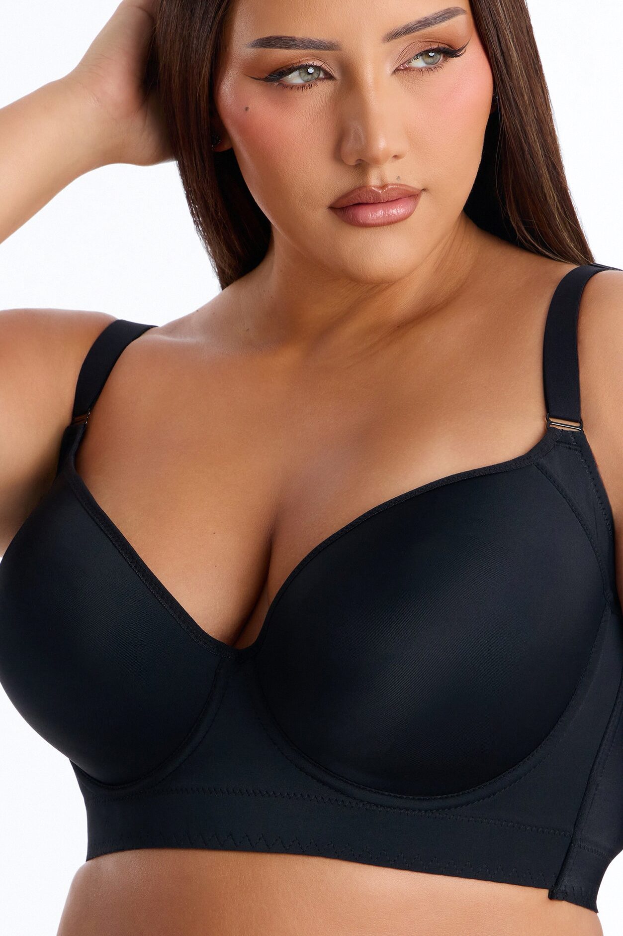 Supportive Underwire Lightly Padded Full Coverage Bra - Black