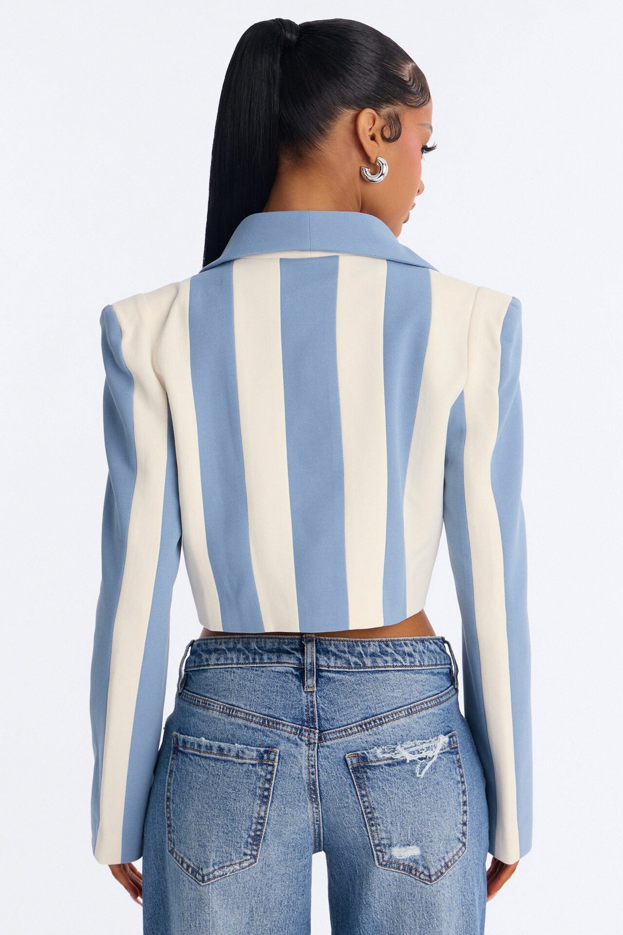 Playing Mind Games Cropped Blazer - Blue/combo