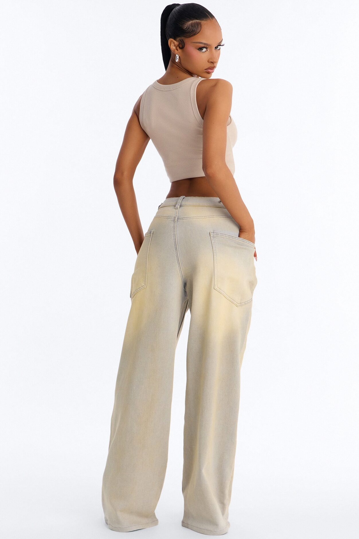 Creating Space Tinted Baggy Jeans - Light Wash