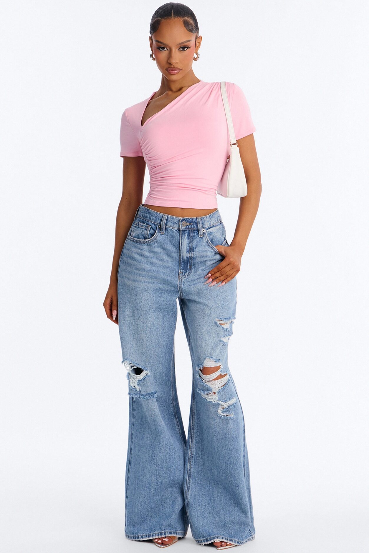 Lost Your Chance Short Sleeve Ruched Top - Pink