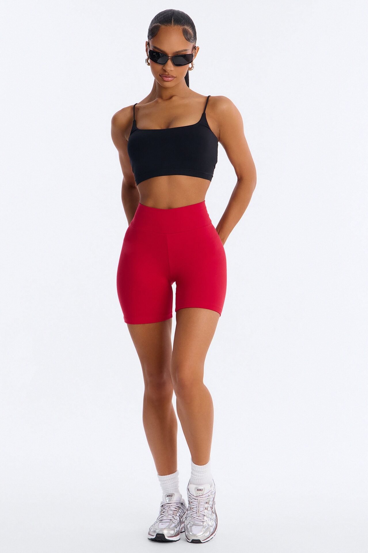 Quinn Mid Rise Everyday Cotton Biker Short 5″ - Red