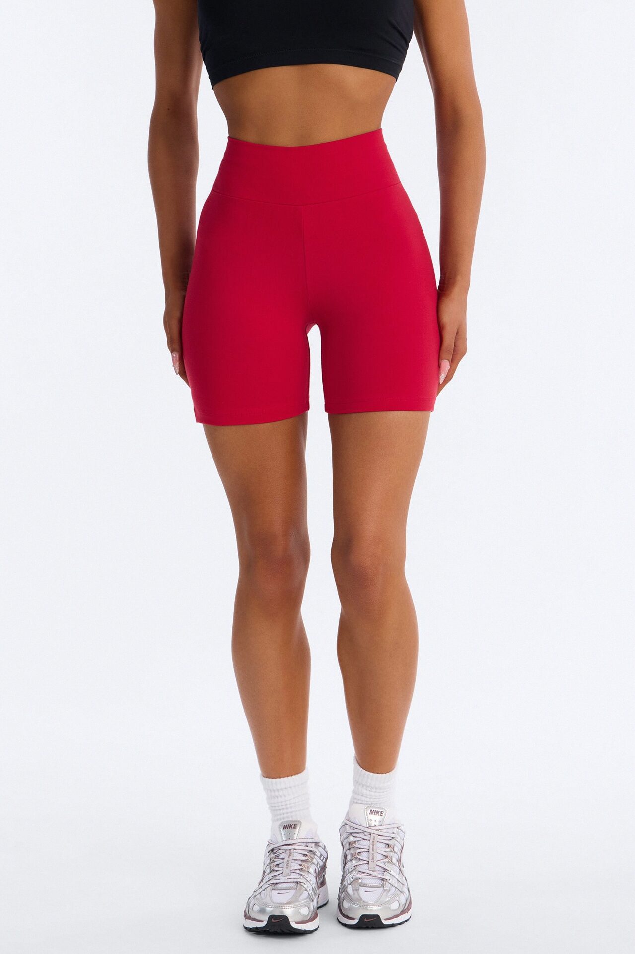 Quinn Mid Rise Everyday Cotton Biker Short 5″ - Red