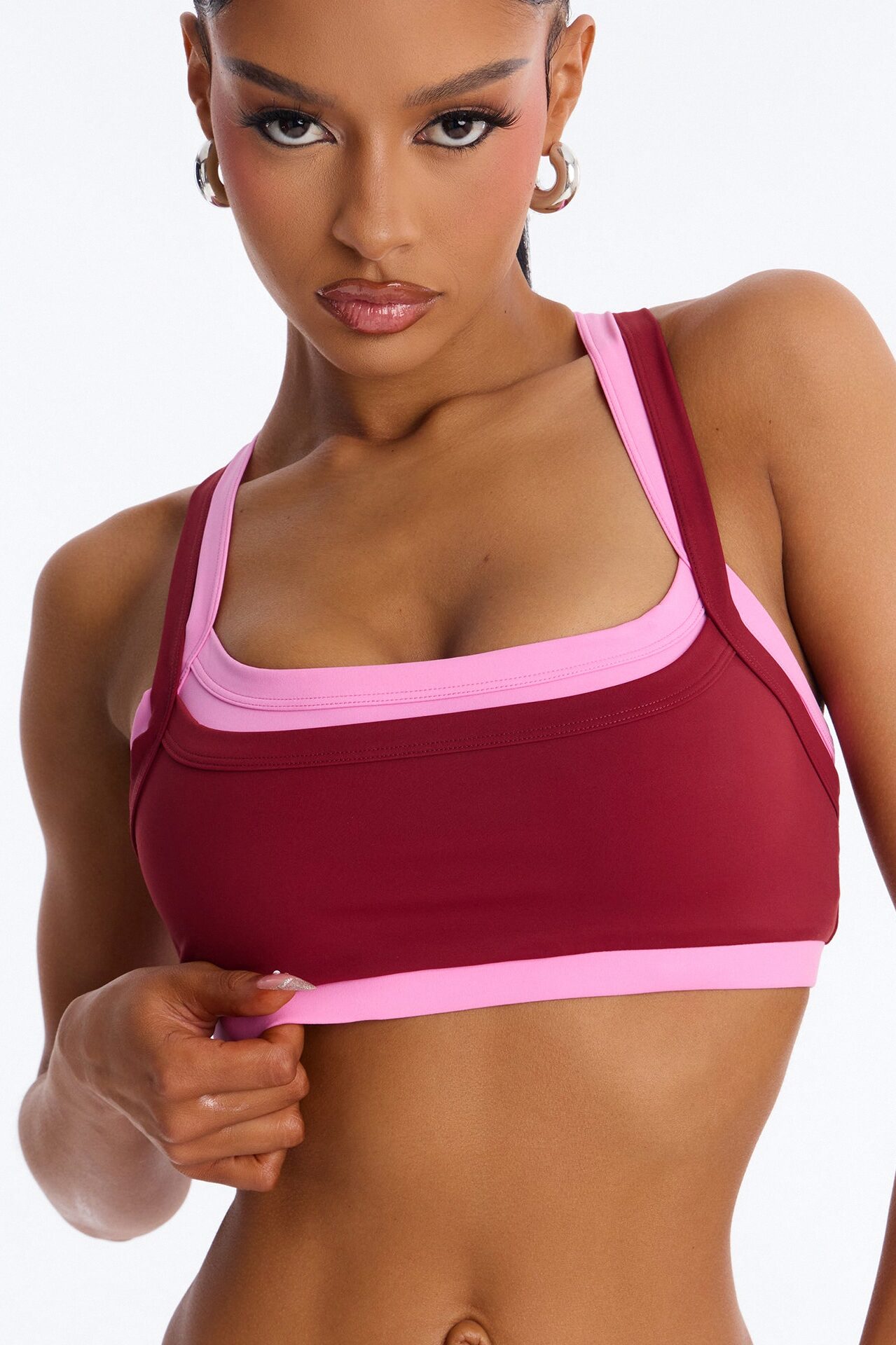 Ella Waistband Foldover Active Legging Set - Burgundy