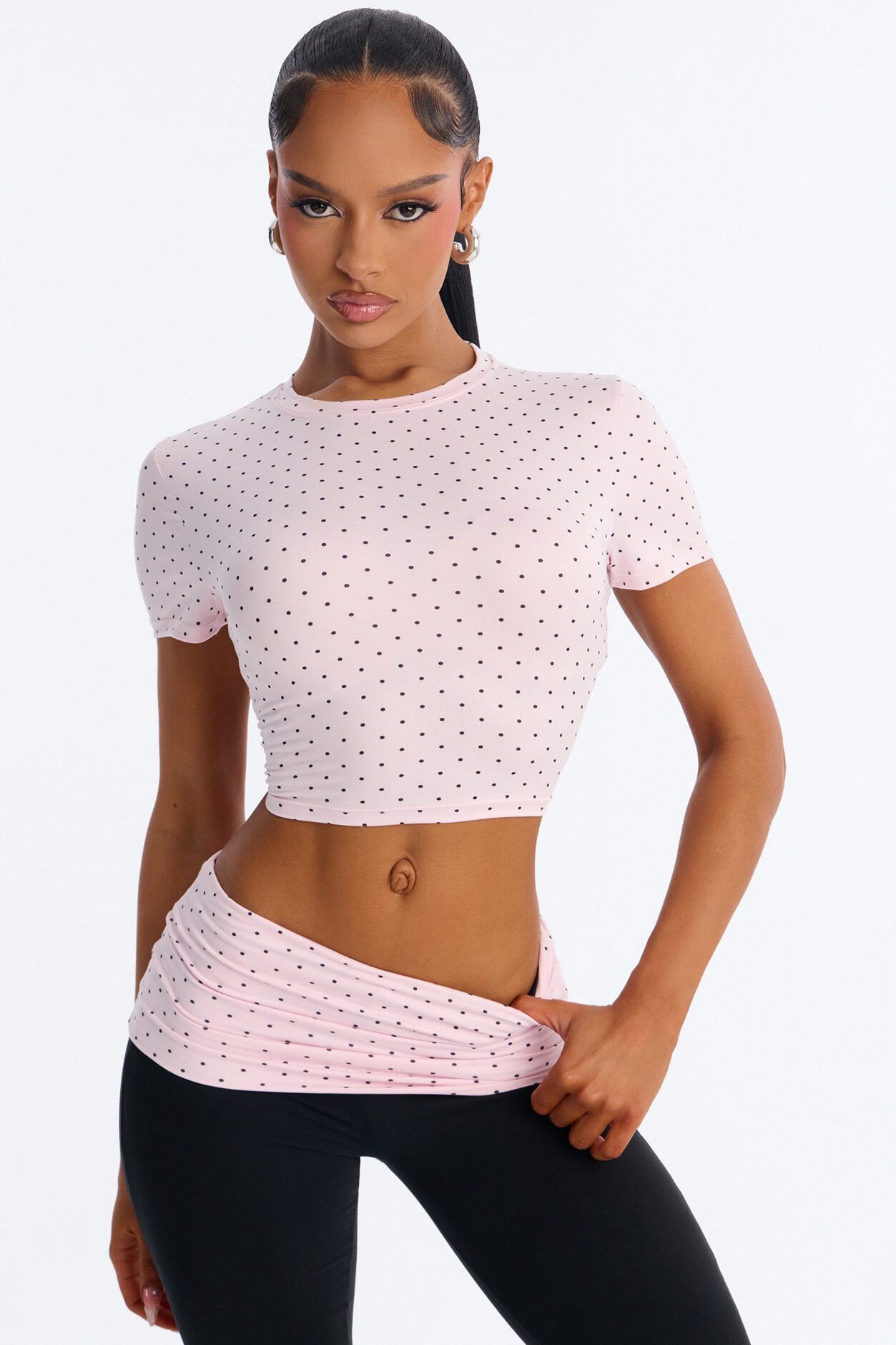Cute N Casual Polka Dot Flare Legging Set - Pink/combo