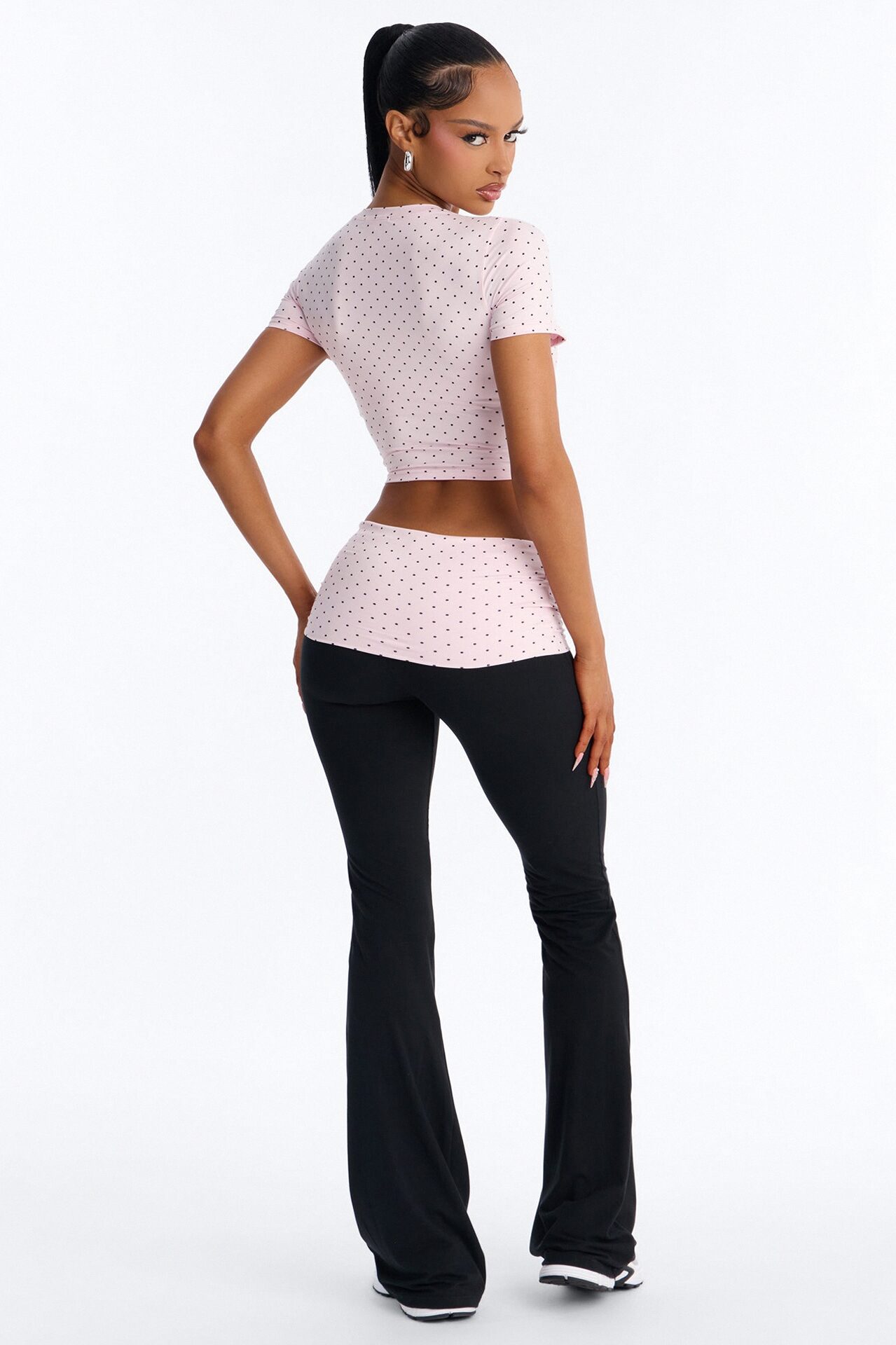 Cute N Casual Polka Dot Flare Legging Set - Pink/combo
