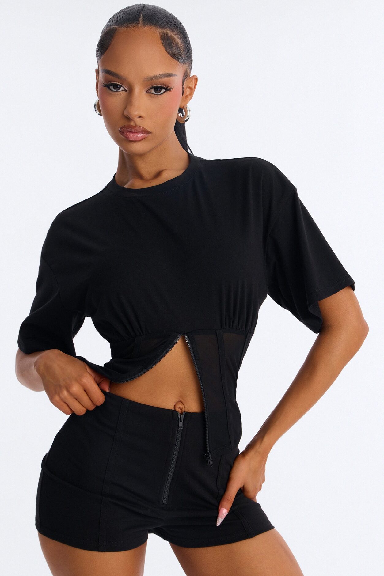 Corset Casual Short Set - Black