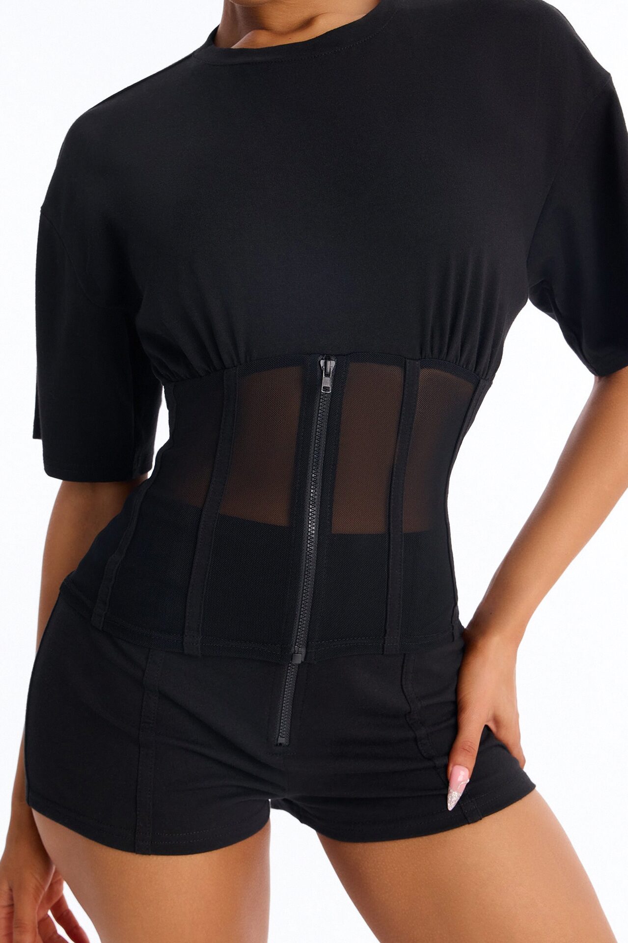 Corset Casual Short Set - Black