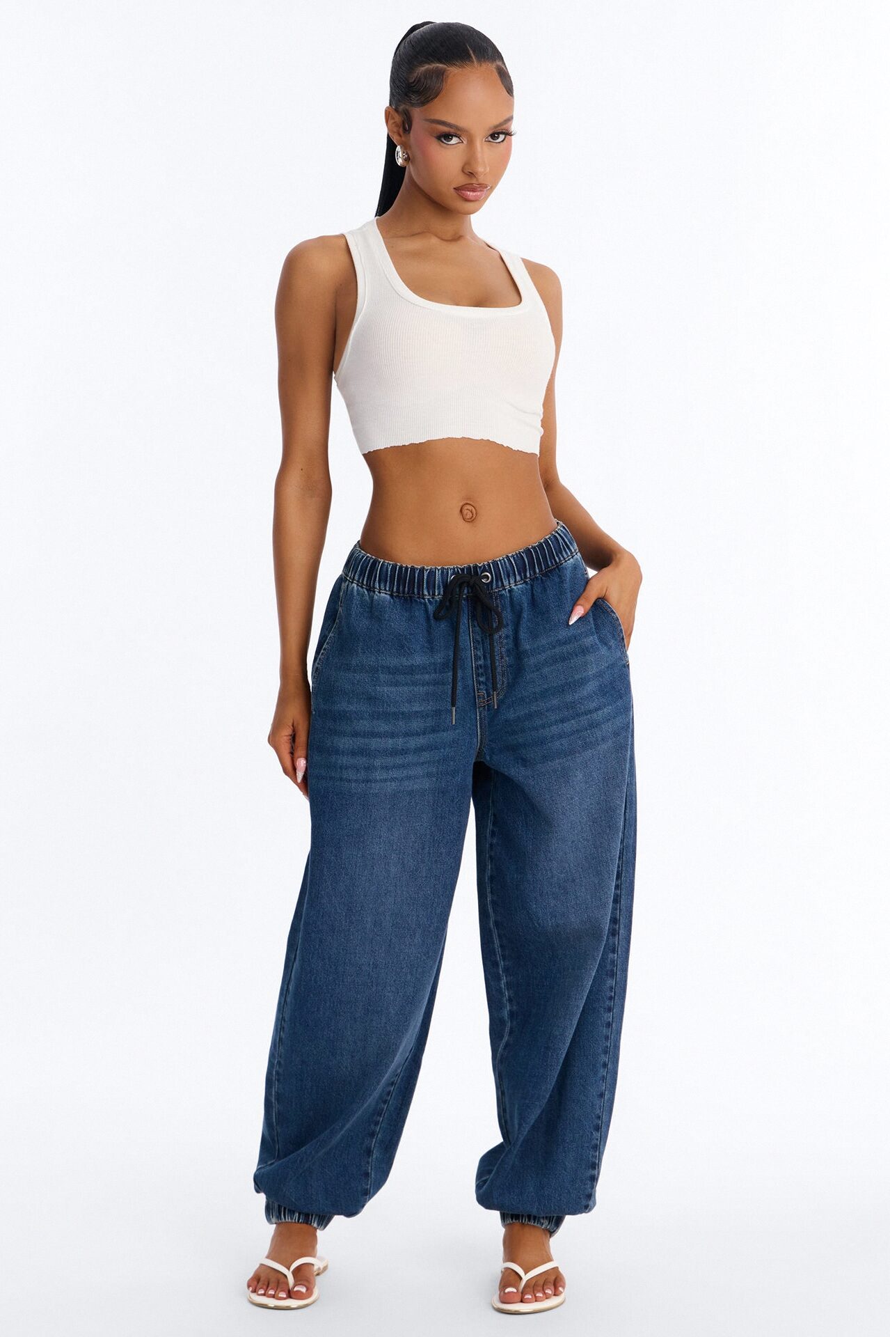 Travel Ready Pull On Jogger Jeans - Dark Wash