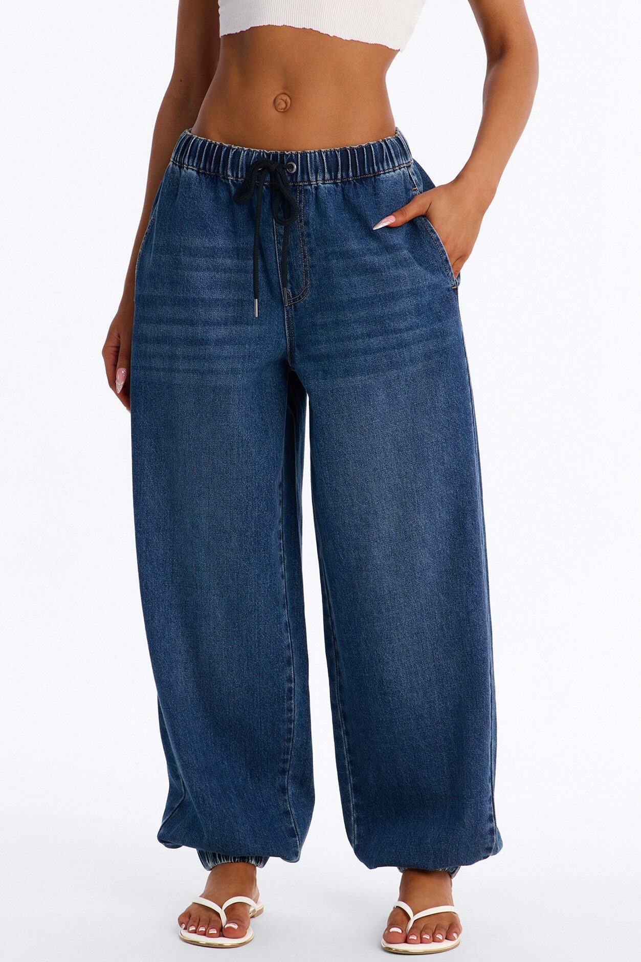 Travel Ready Pull On Jogger Jeans - Dark Wash