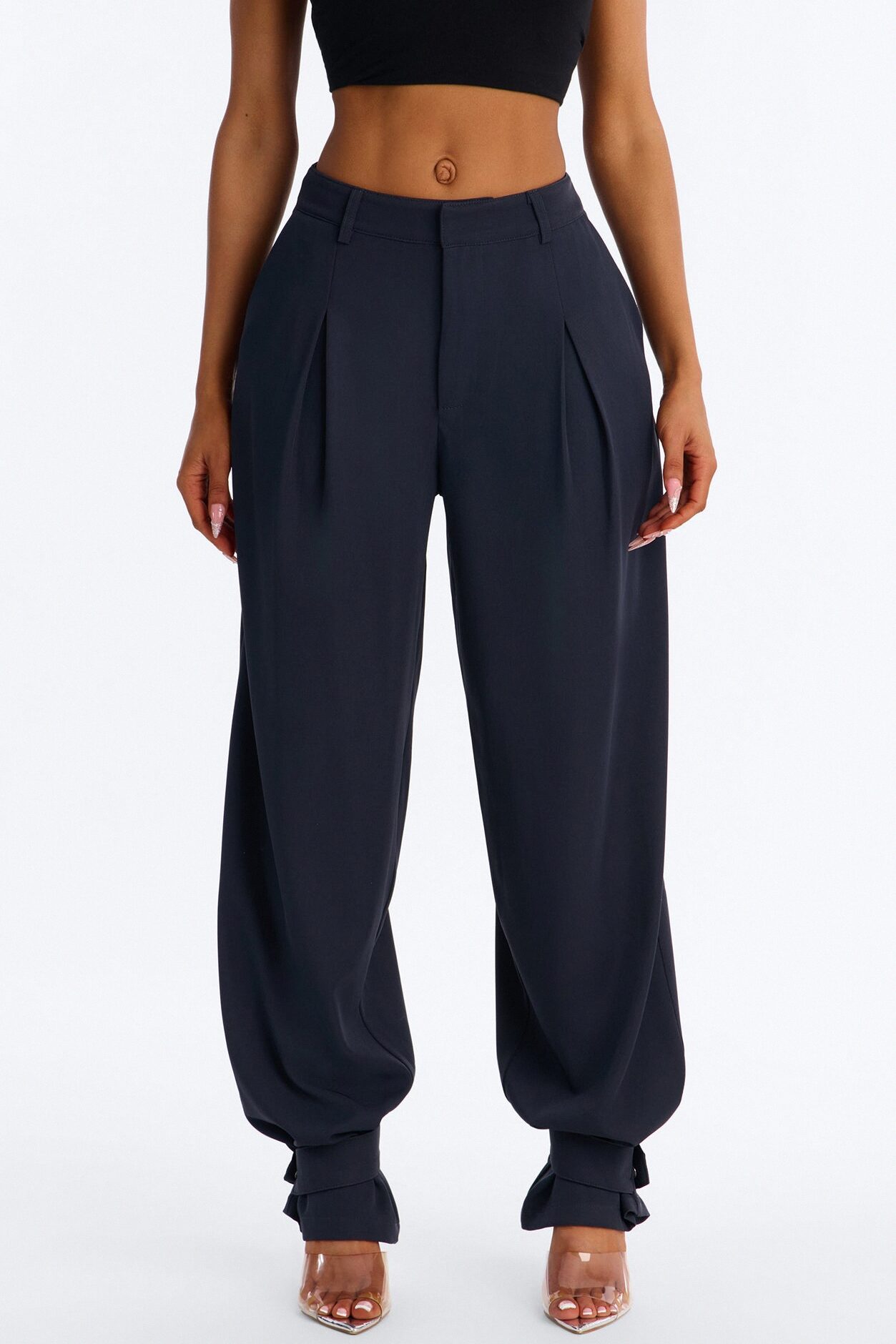 Never Settle Adjustable Cuff Trouser Pants - Navy