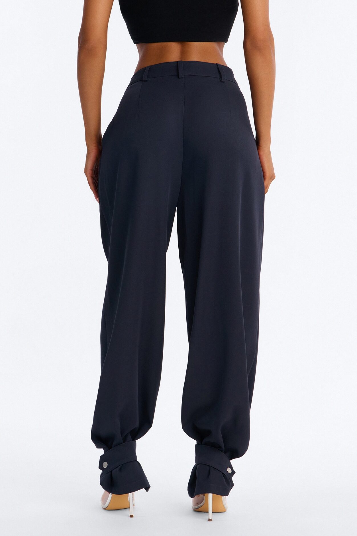 Never Settle Adjustable Cuff Trouser Pants - Navy