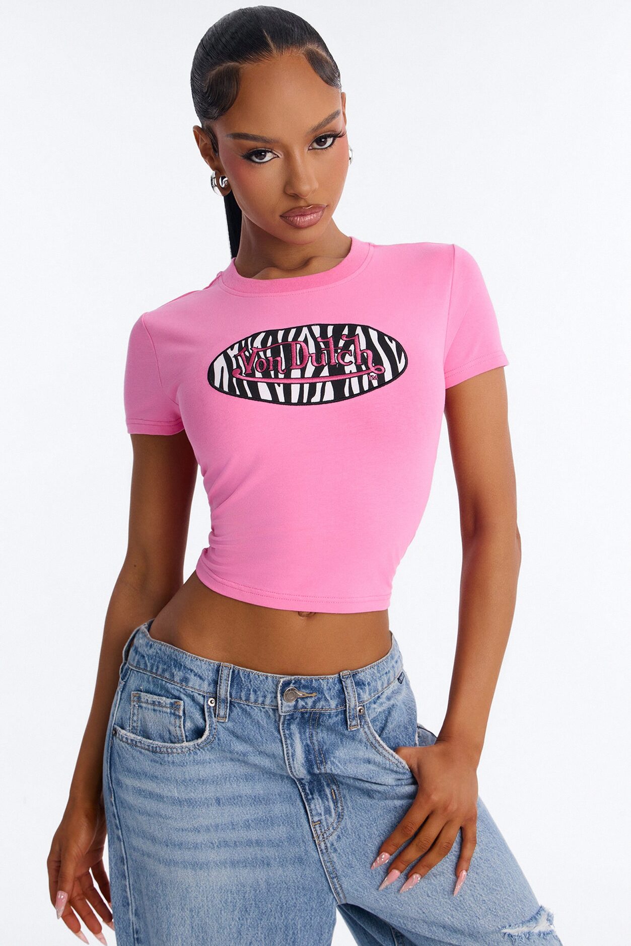 Von Dutch Zebra Baby Tee - Hot Pink