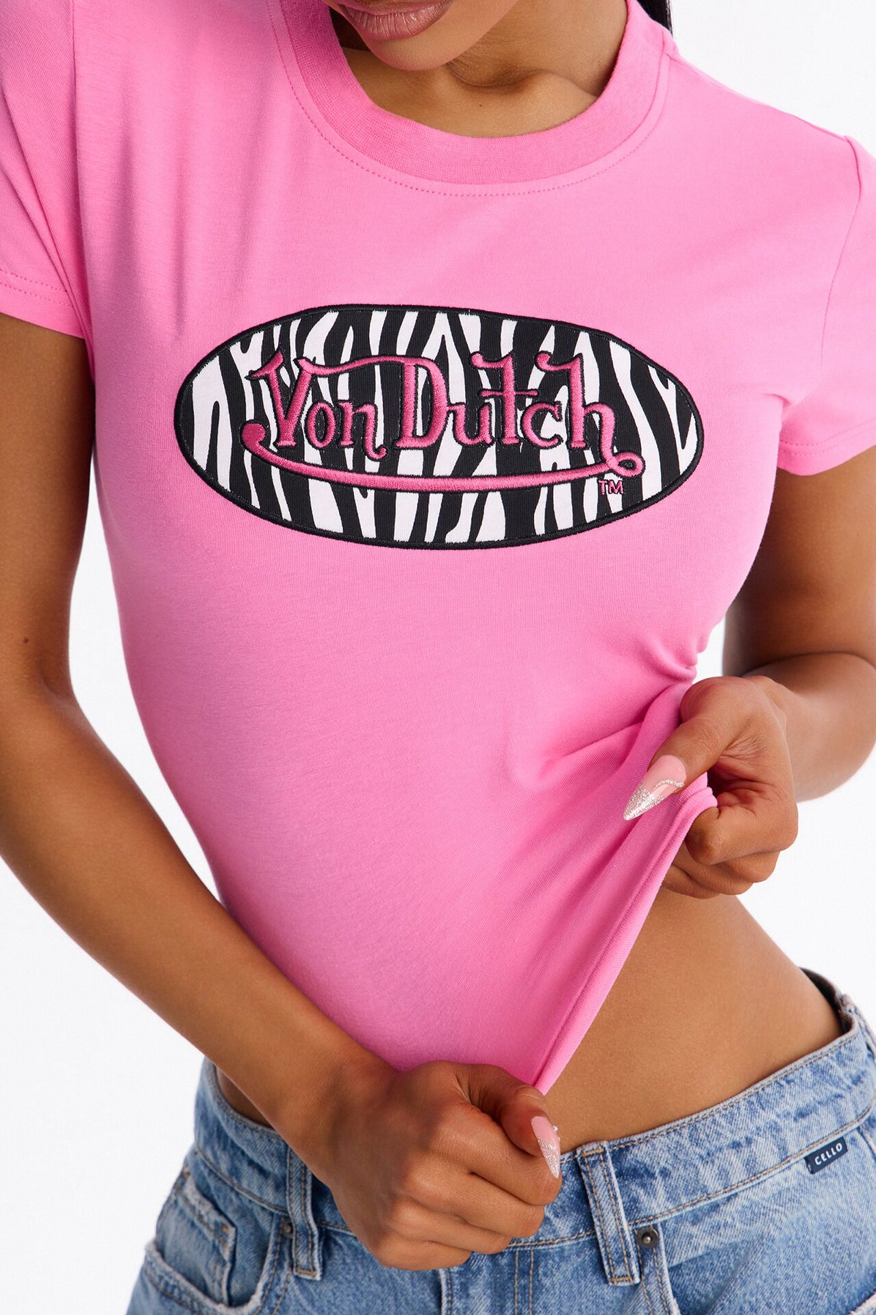 Von Dutch Zebra Baby Tee - Hot Pink