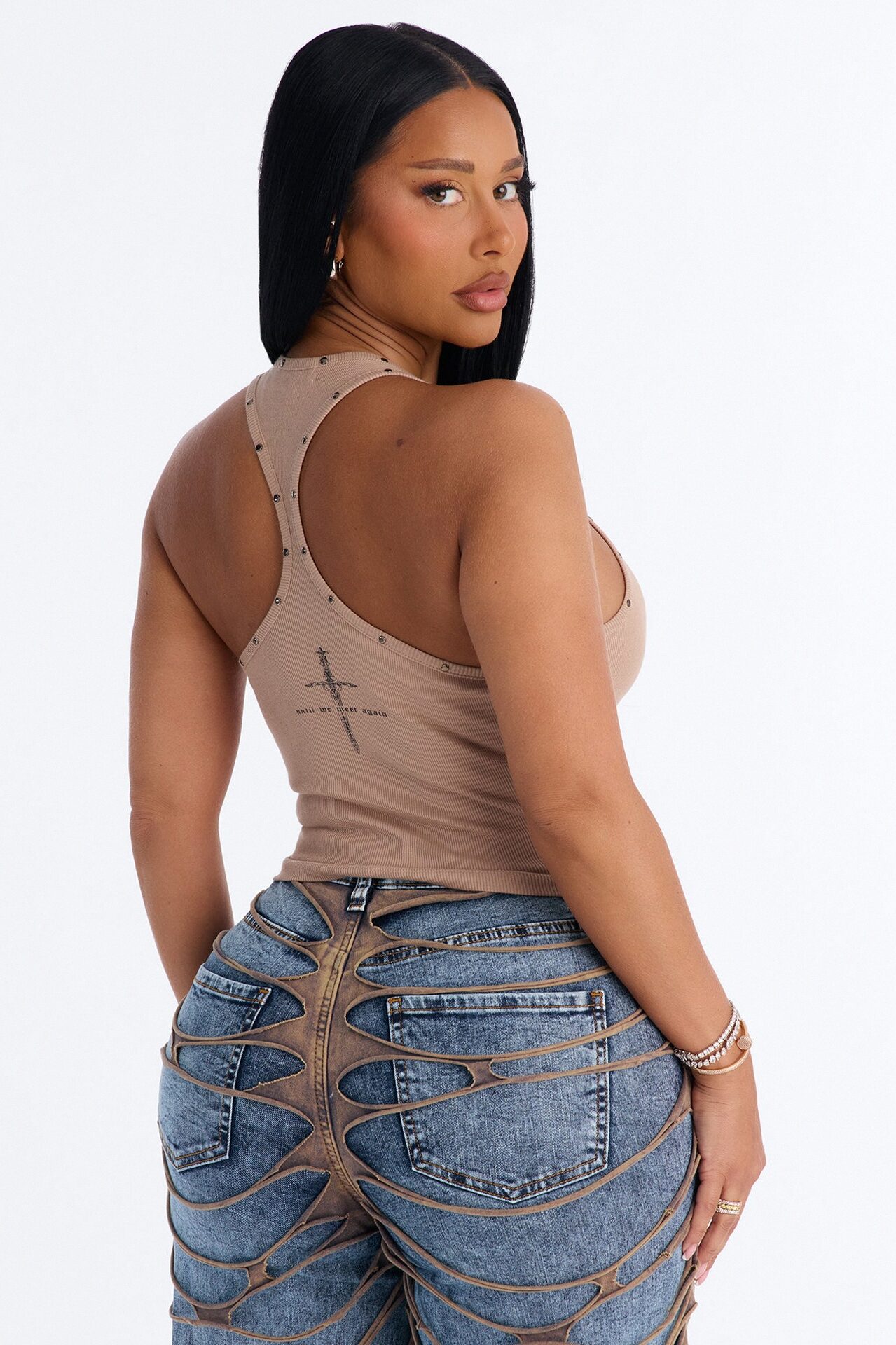 Until We Meet Again Ribbed Tank Top - Sand