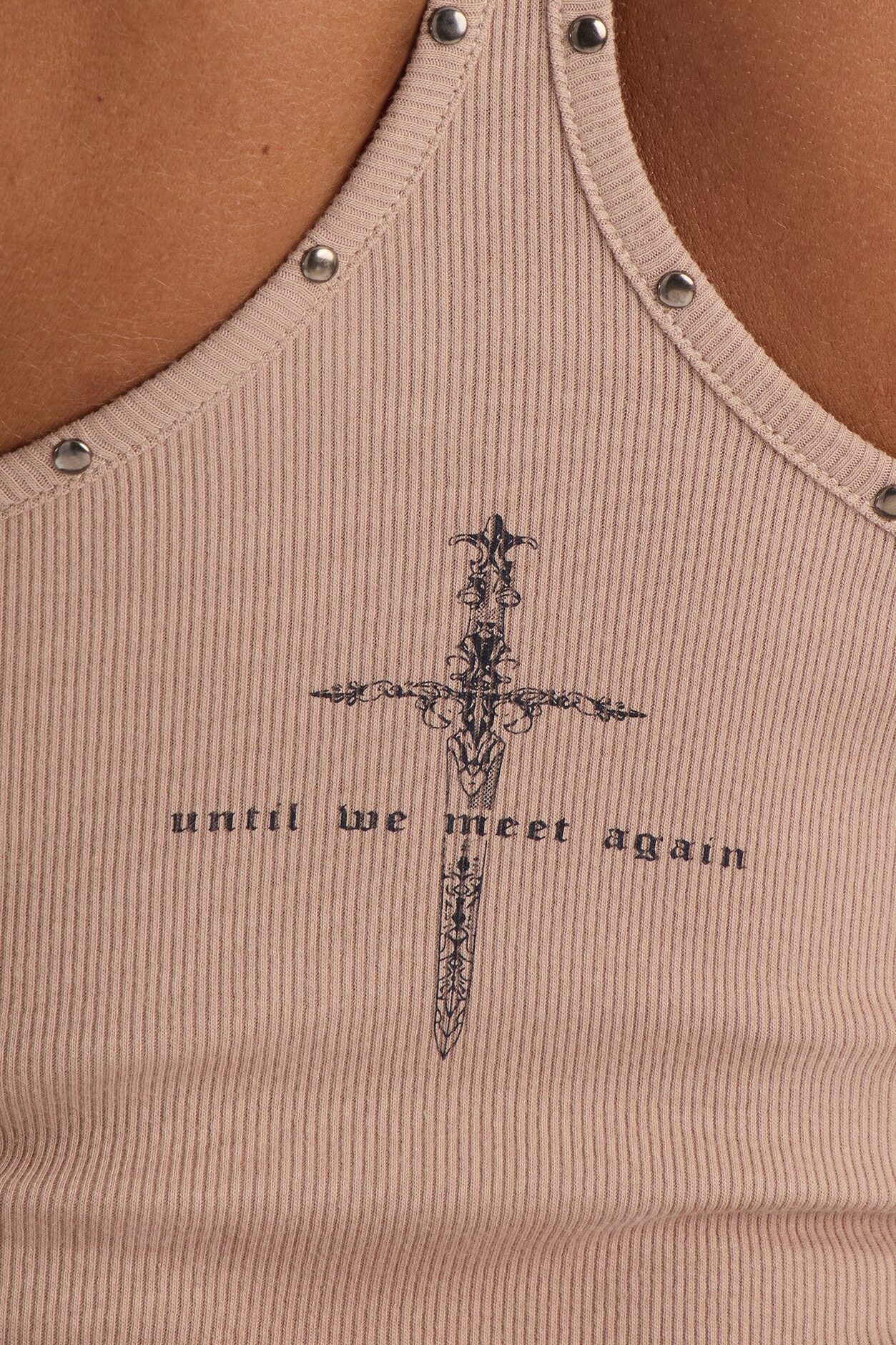 Until We Meet Again Ribbed Tank Top - Sand