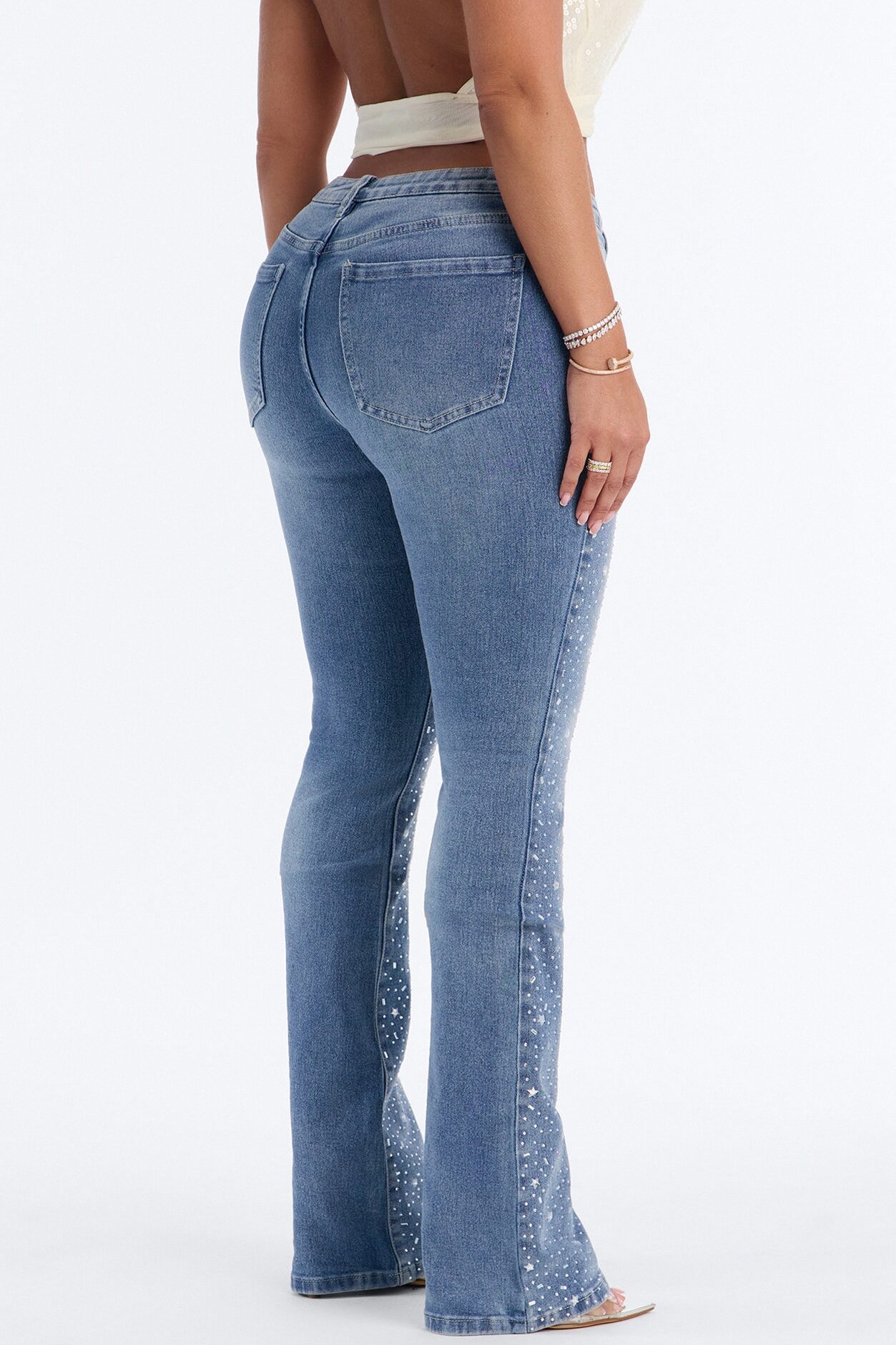 Shining Star Embellished Bootcut Jeans - Medium Wash