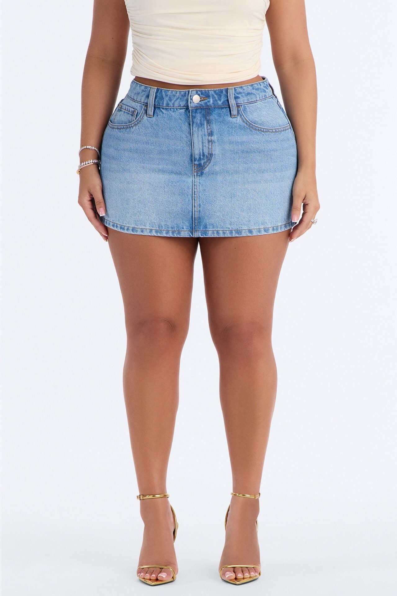 Phoebe Denim Micro Mini Skirt - Light Wash