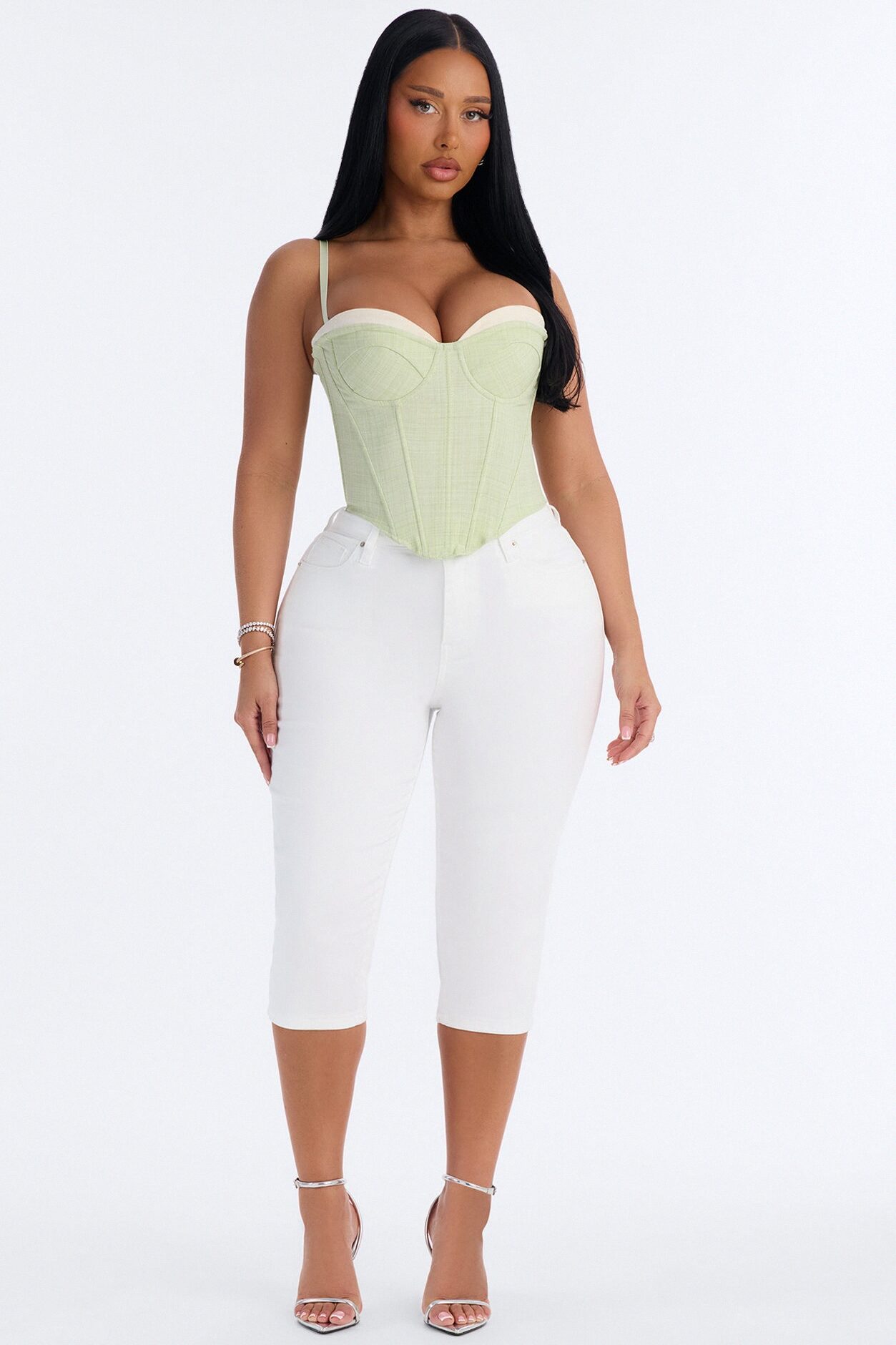 Heat Check Pinstripe Corset - Sage/combo