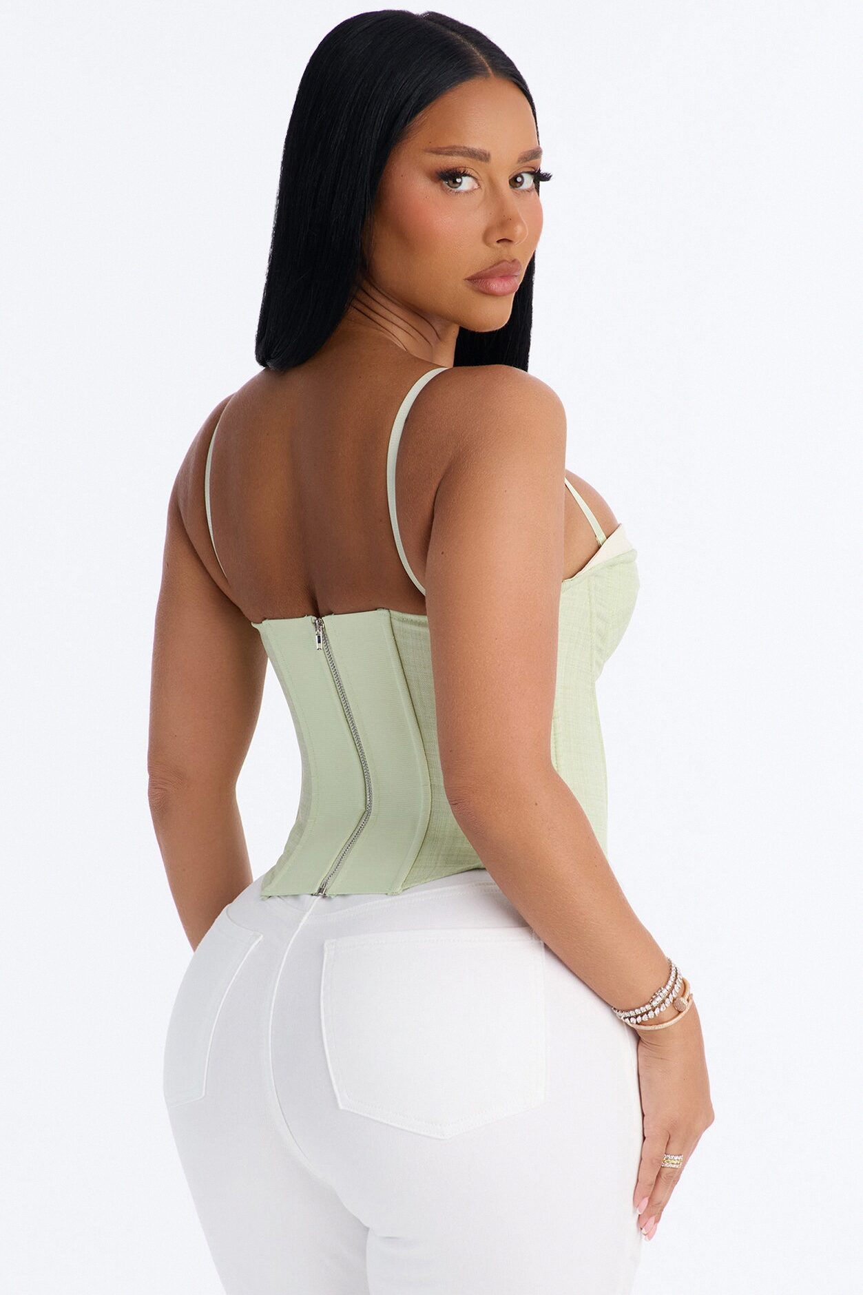 Heat Check Pinstripe Corset - Sage/combo