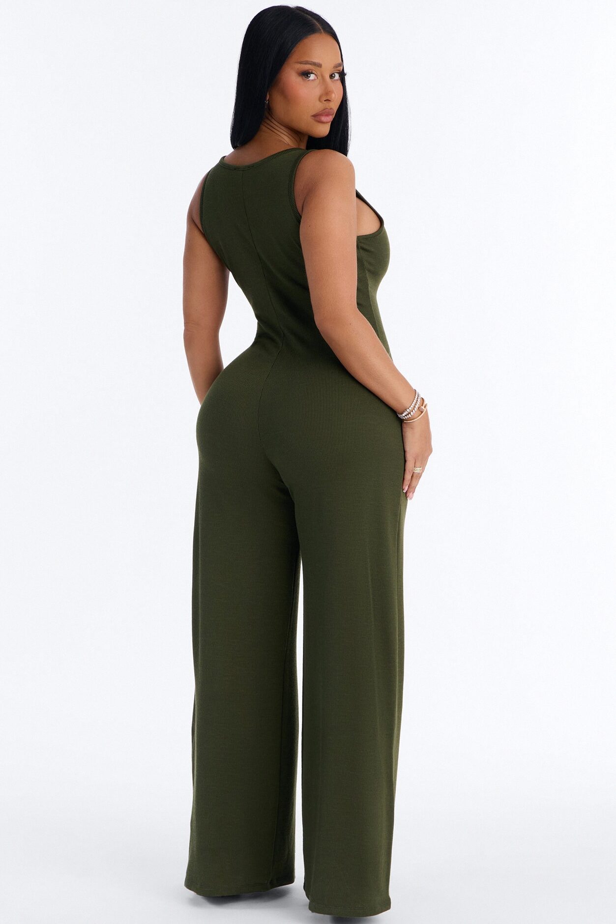 Making My Way Ribbed Jumpsuit - Olive