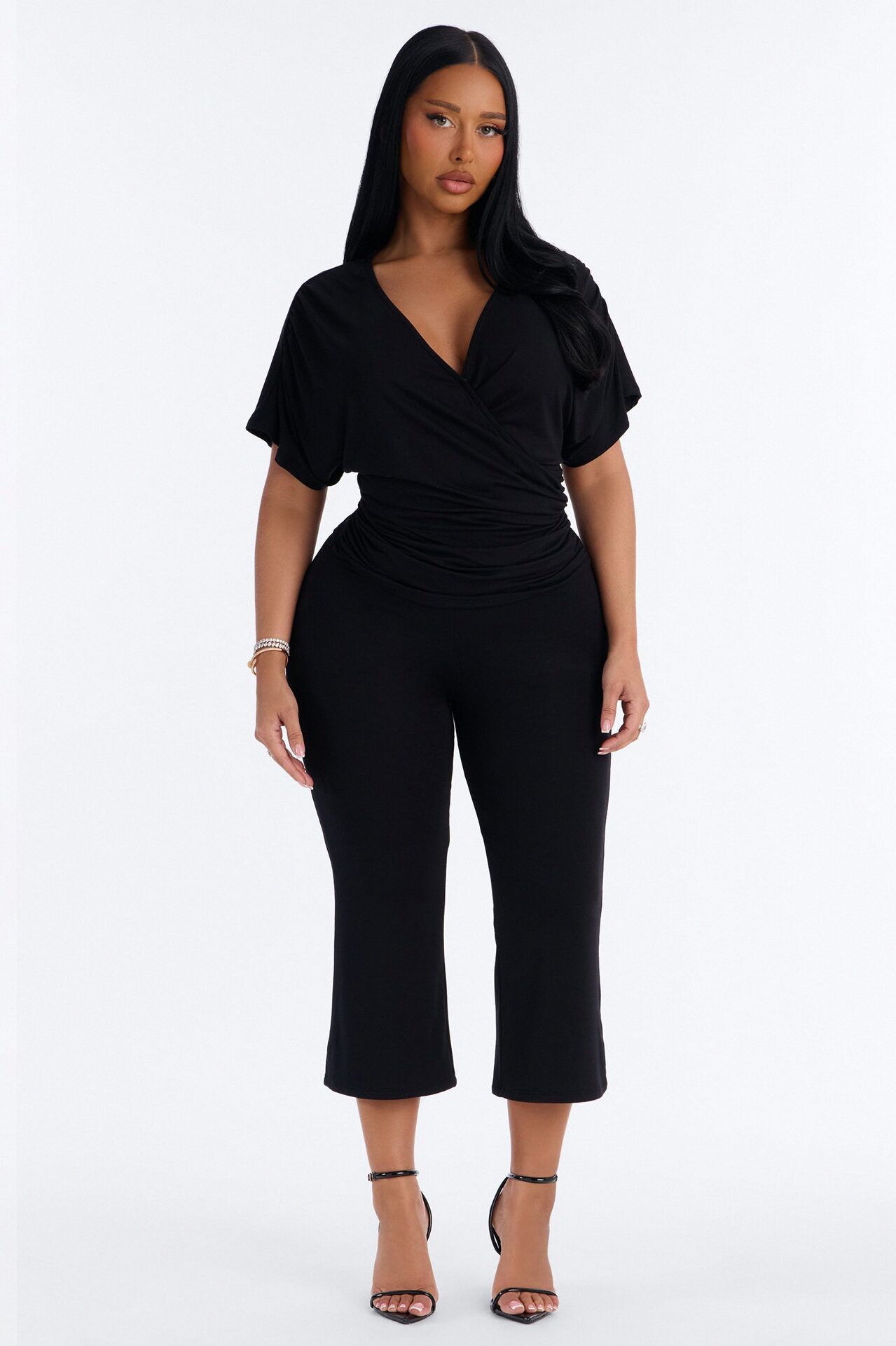Carrie Cinched Capri Set - Black