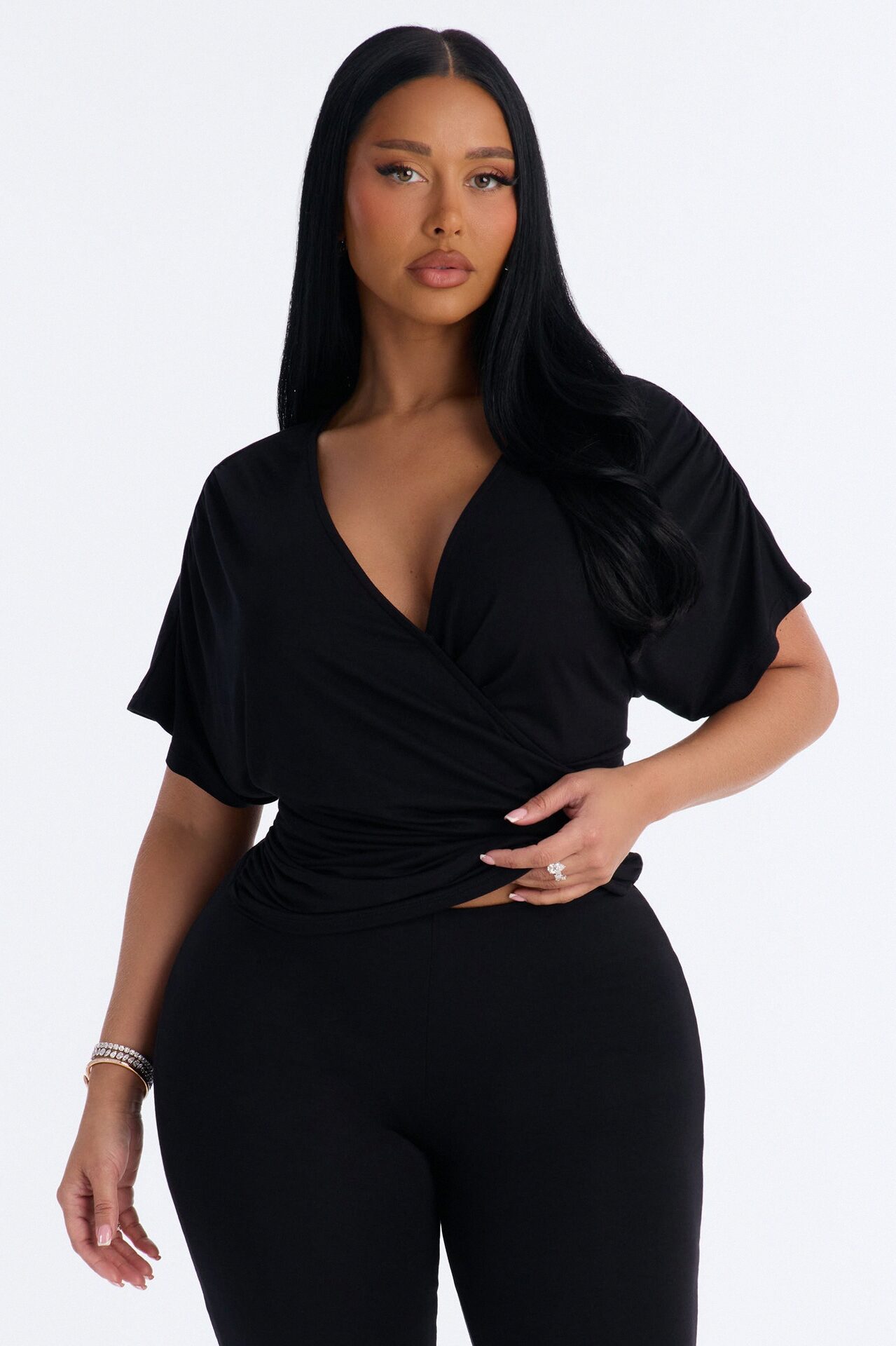 Carrie Cinched Capri Set - Black