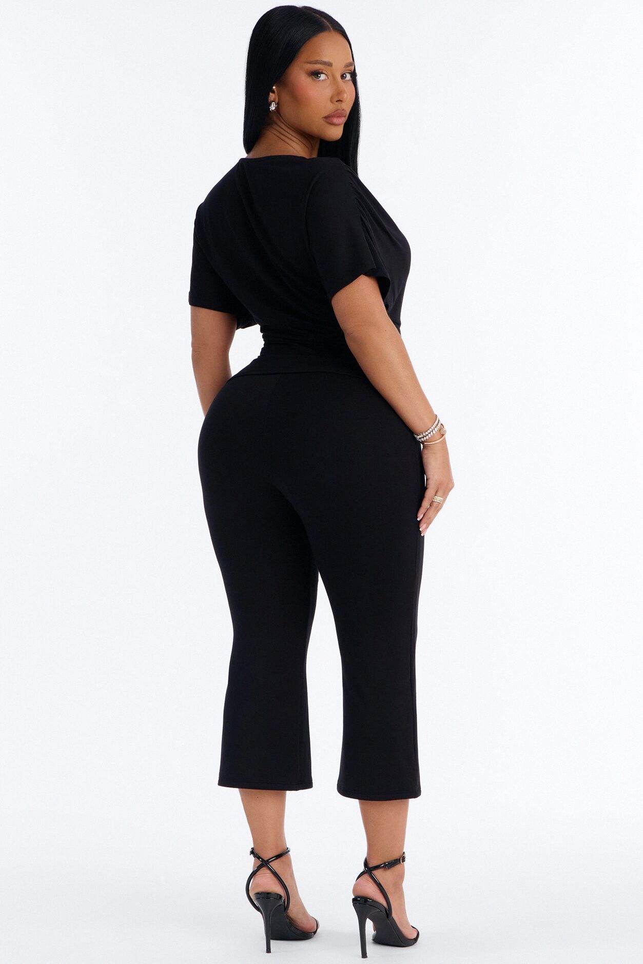 Carrie Cinched Capri Set - Black