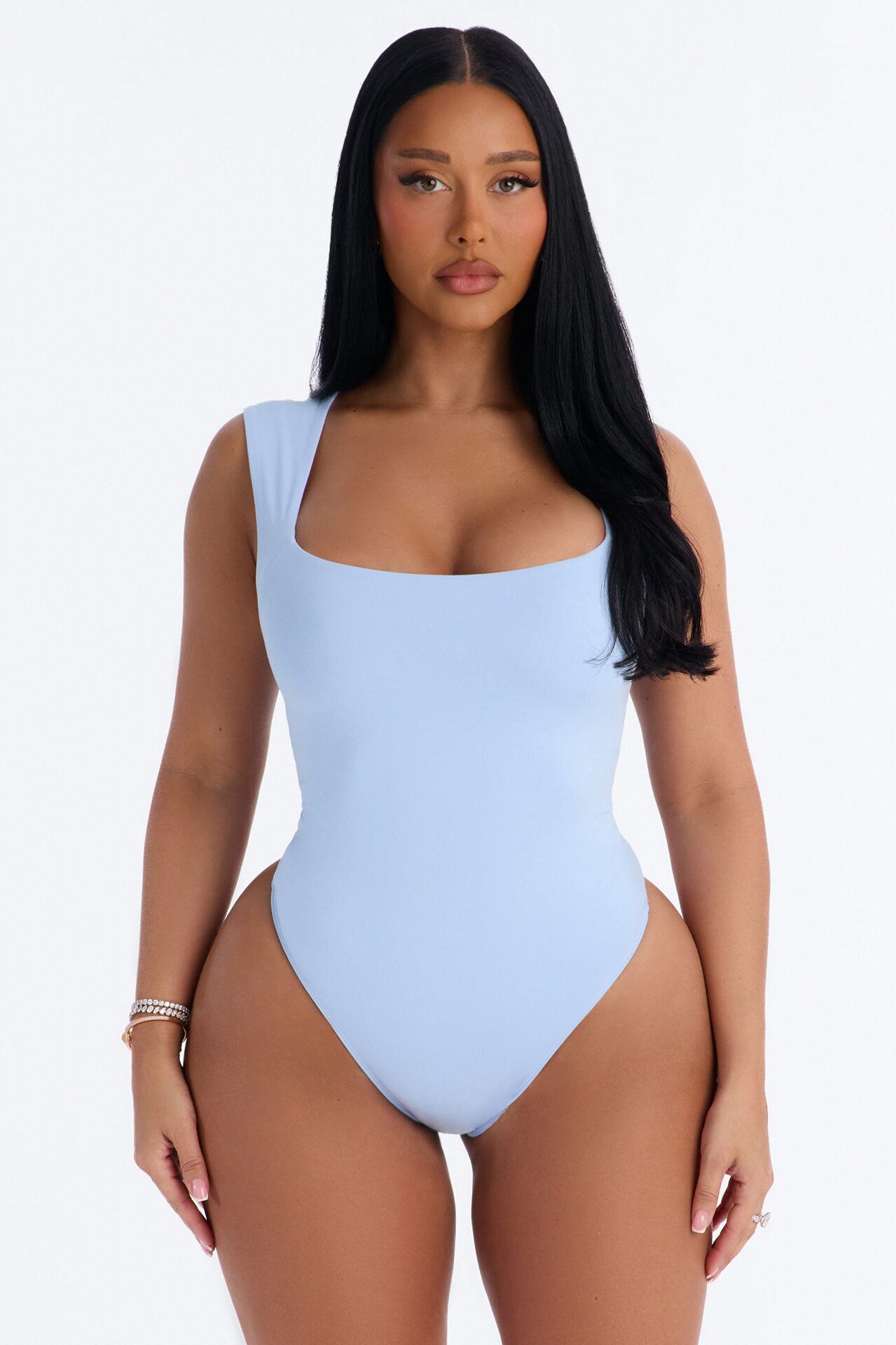 Serena Square Neck Bodysuit - Periwinkle