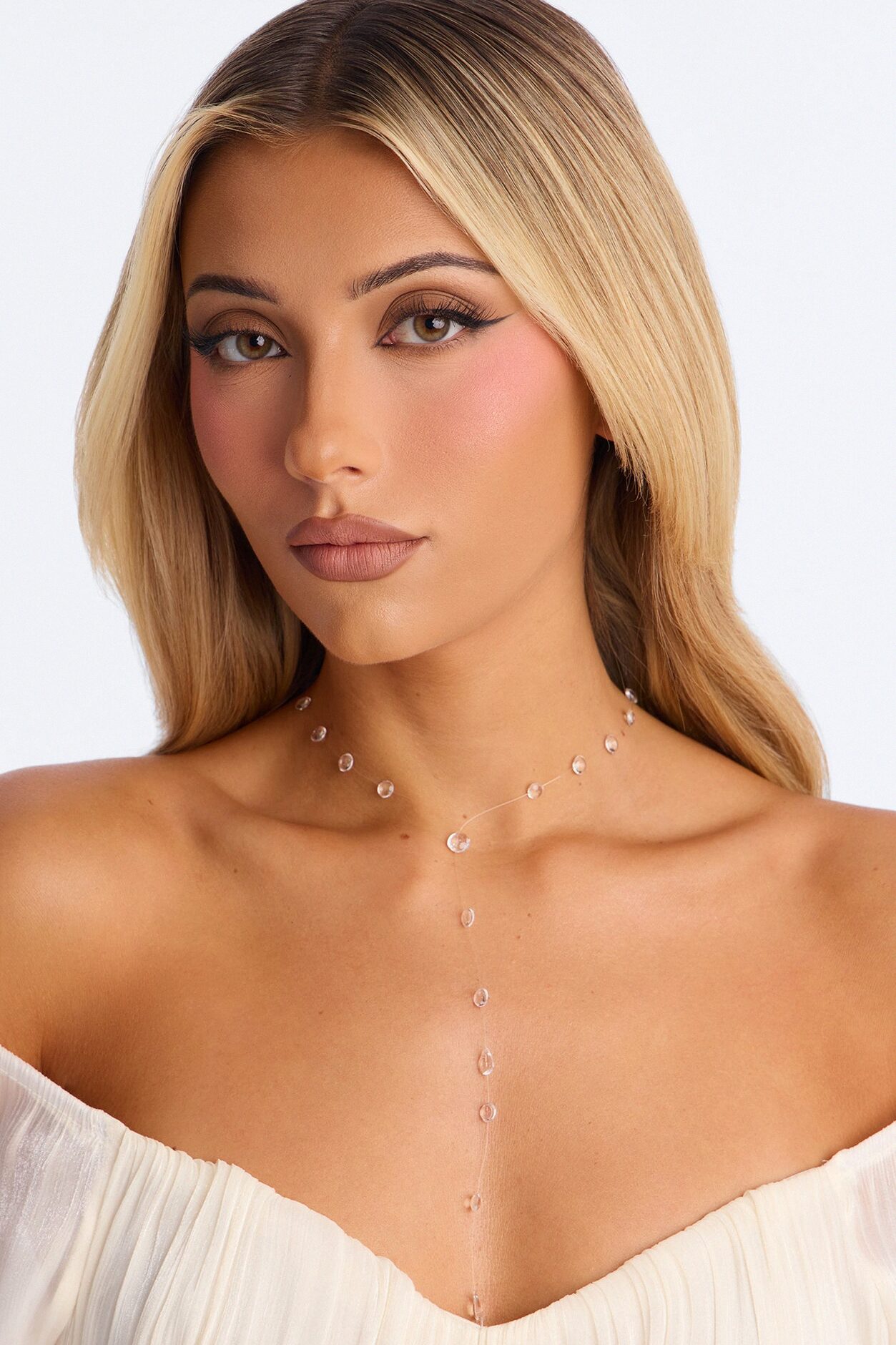 Just An Illusion Clear Lariat Necklace - Clear