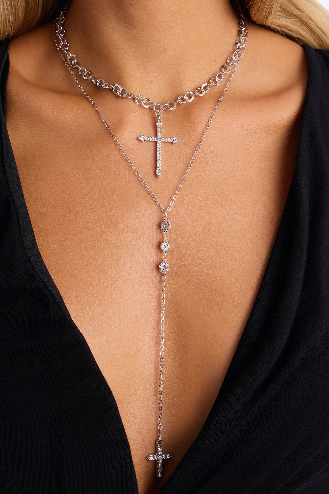 Feeling Religious Lariat Necklace - Silver