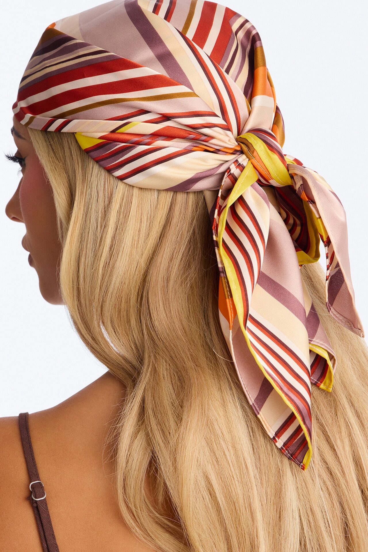 All About That Stripe Head Scarf - Orange/combo