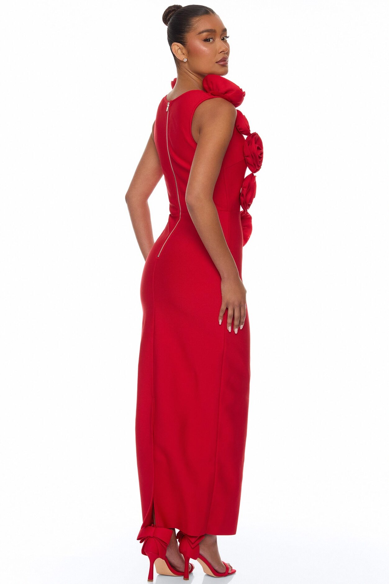 Rosalia Rosette Bandage Maxi Dress - Red