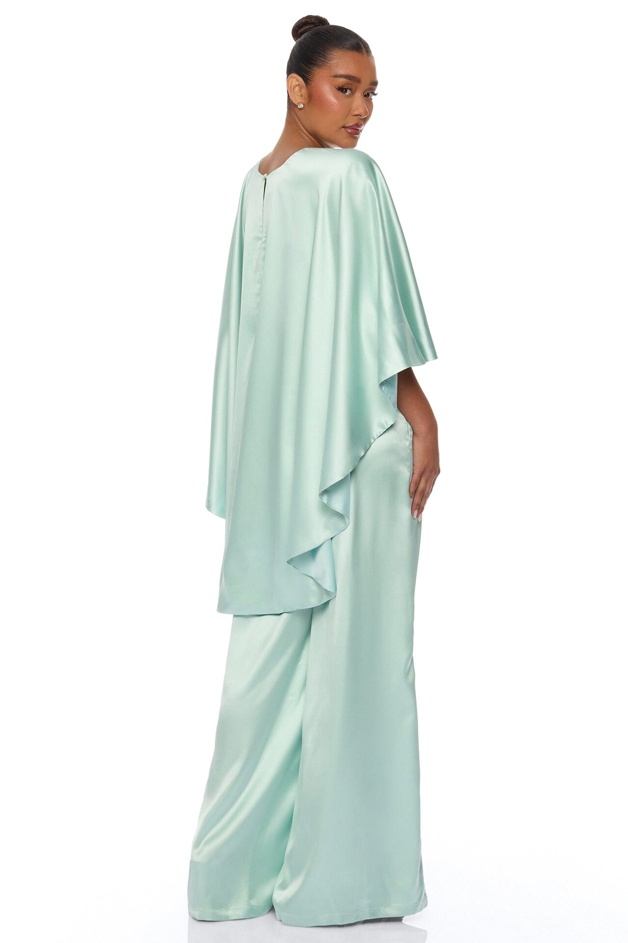 Zarah Draped Satin Pant Set - Mint