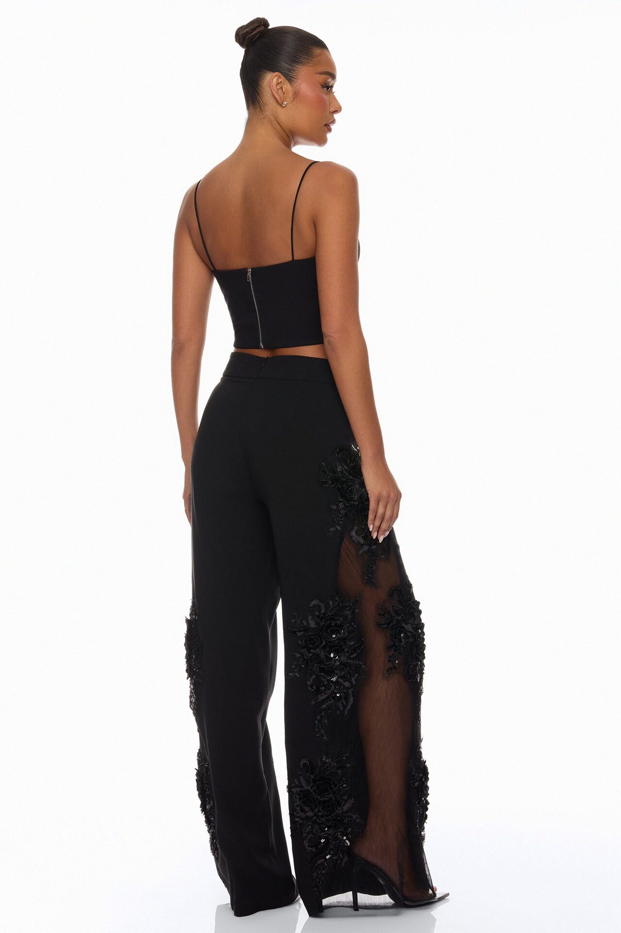 Sweet Serenity Embroidered Pant Set - Black