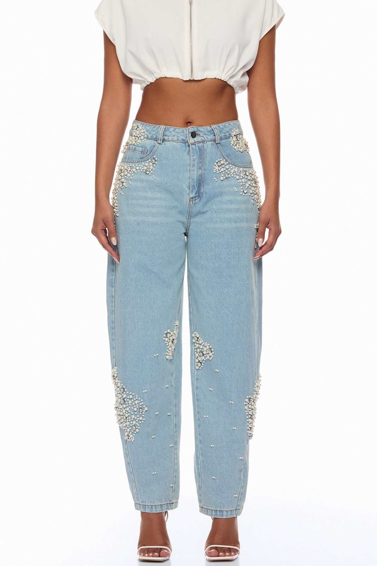 High Standards Embellished Denim Jeans - Light Wash