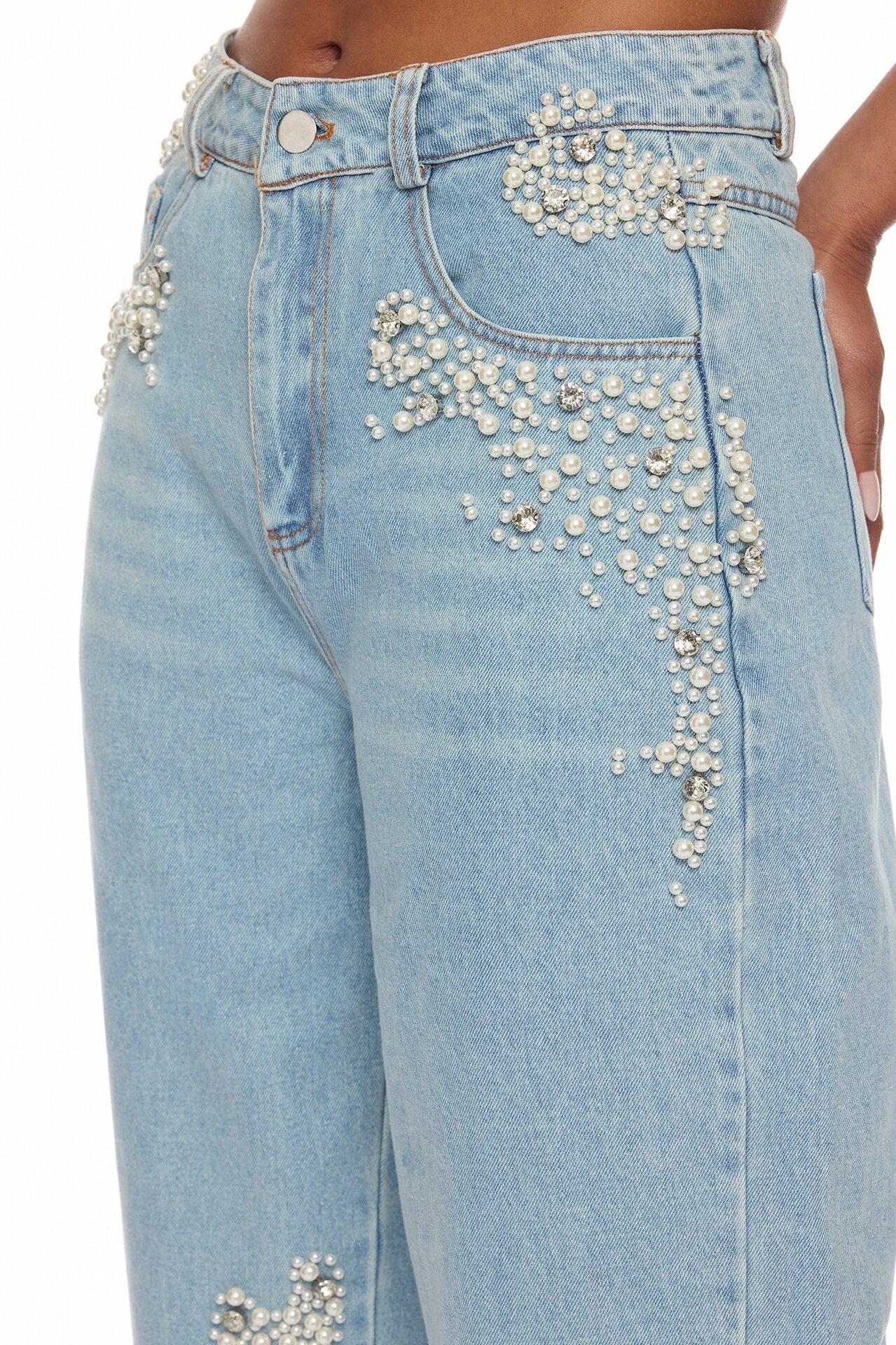 High Standards Embellished Denim Jeans - Light Wash