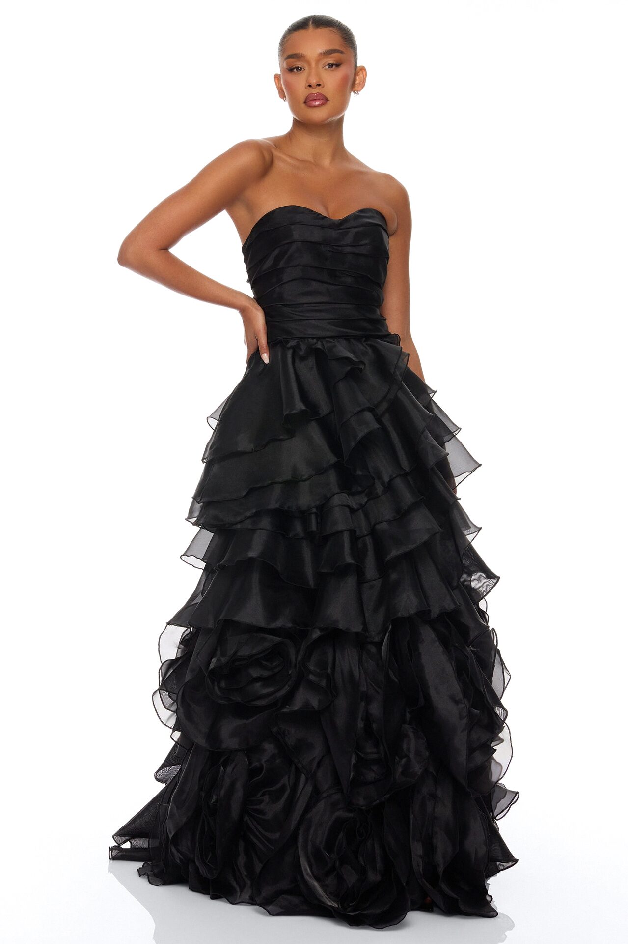 Starstruck Ruffle Organza Gown - Black