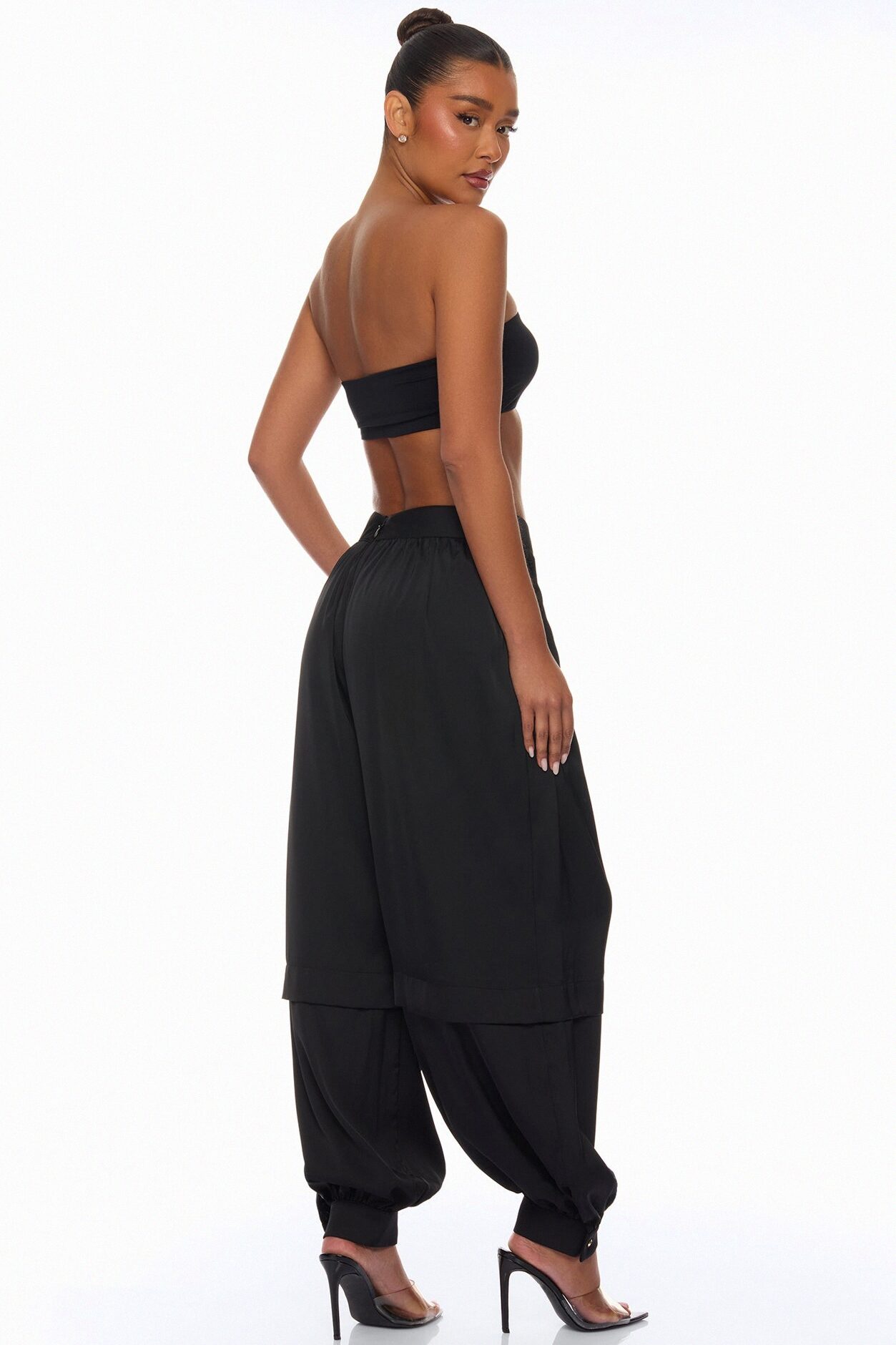 Cathryn Satin Balloon Pant - Black