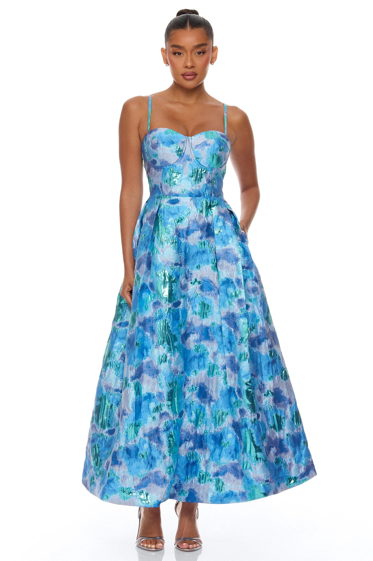 Juliette Jacquard Midi Dress - Blue/combo